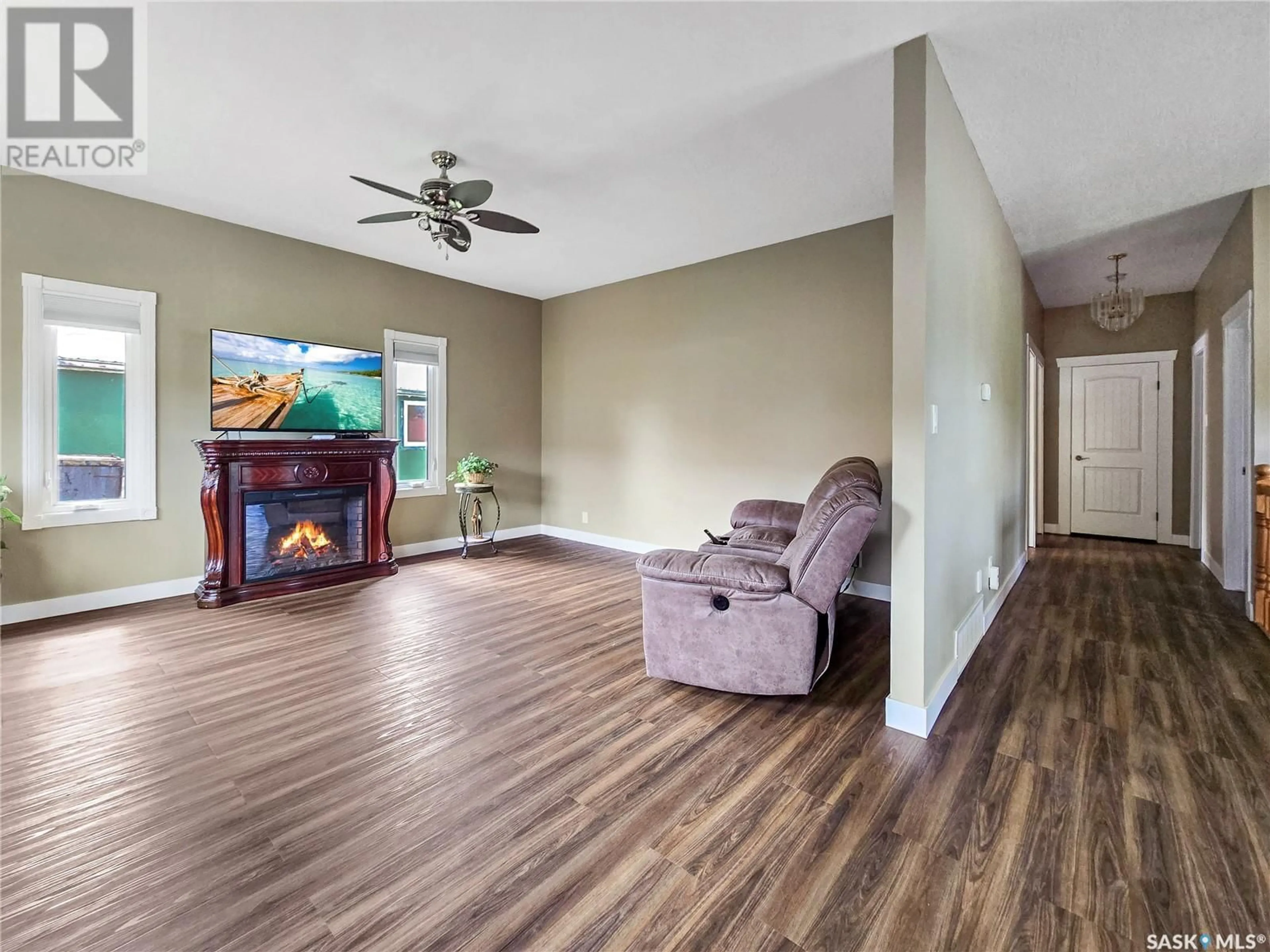 Living room with furniture, wood/laminate floor for 6 ST PATRICK STREET, Lebret Saskatchewan S0G2Y0