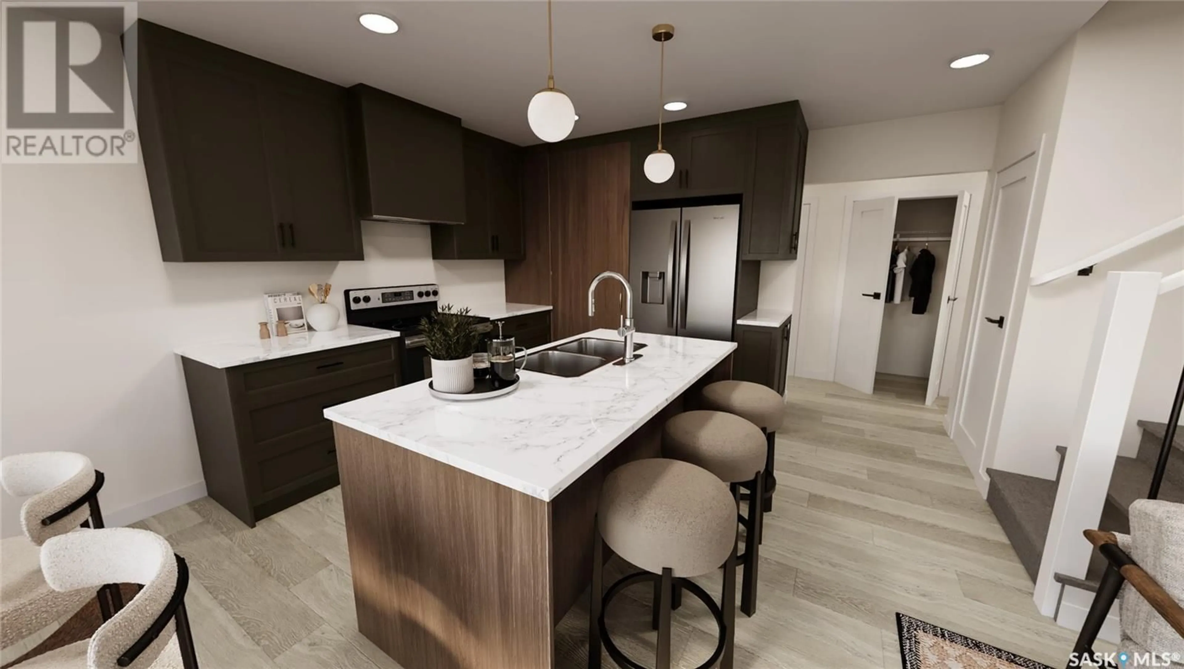 Open concept kitchen, ceramic/tile floor for 415 155 MCFAULL WAY, Saskatoon Saskatchewan S7V0Y2