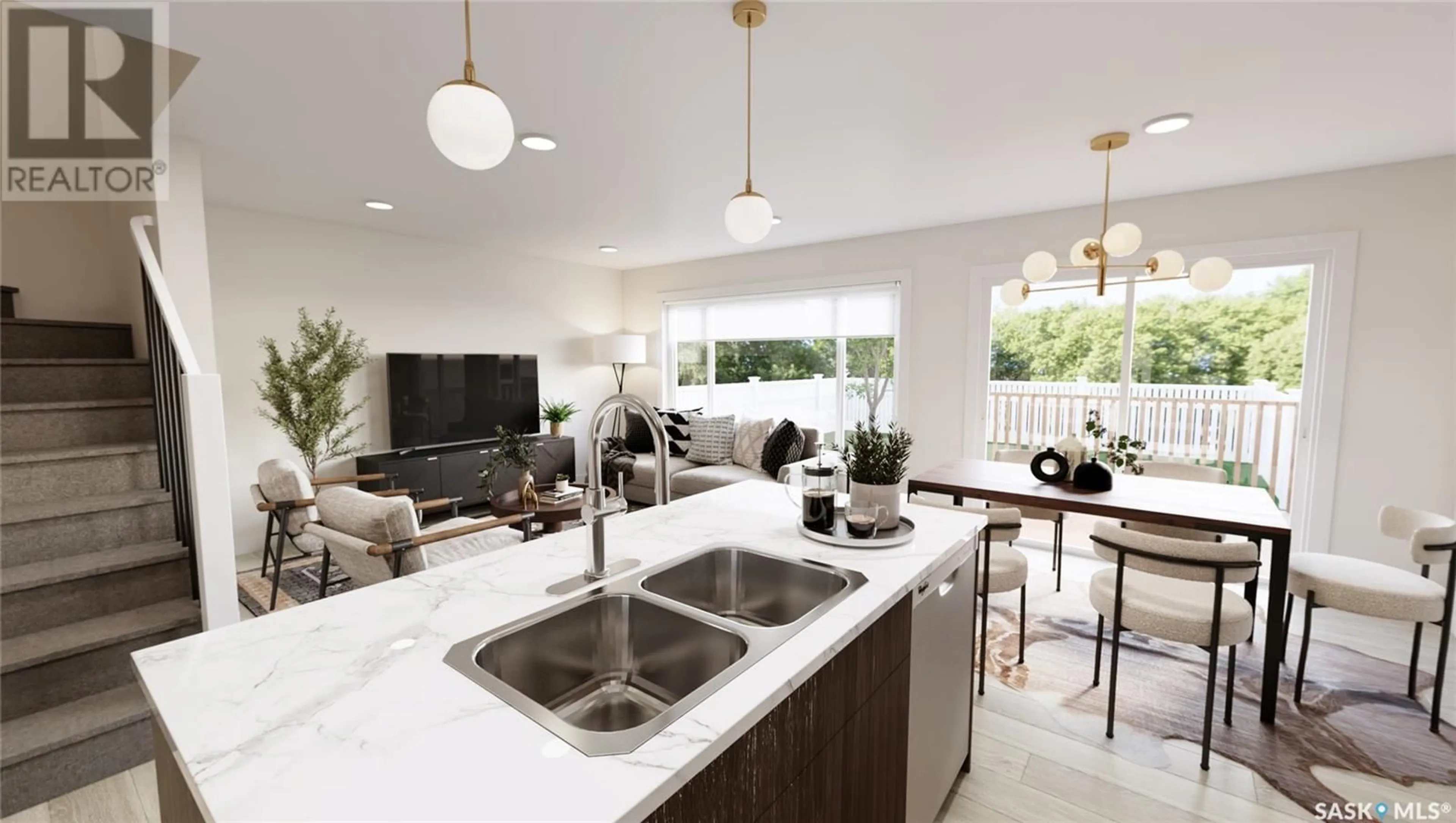 Open concept kitchen, ceramic/tile floor for 415 155 MCFAULL WAY, Saskatoon Saskatchewan S7V0Y2