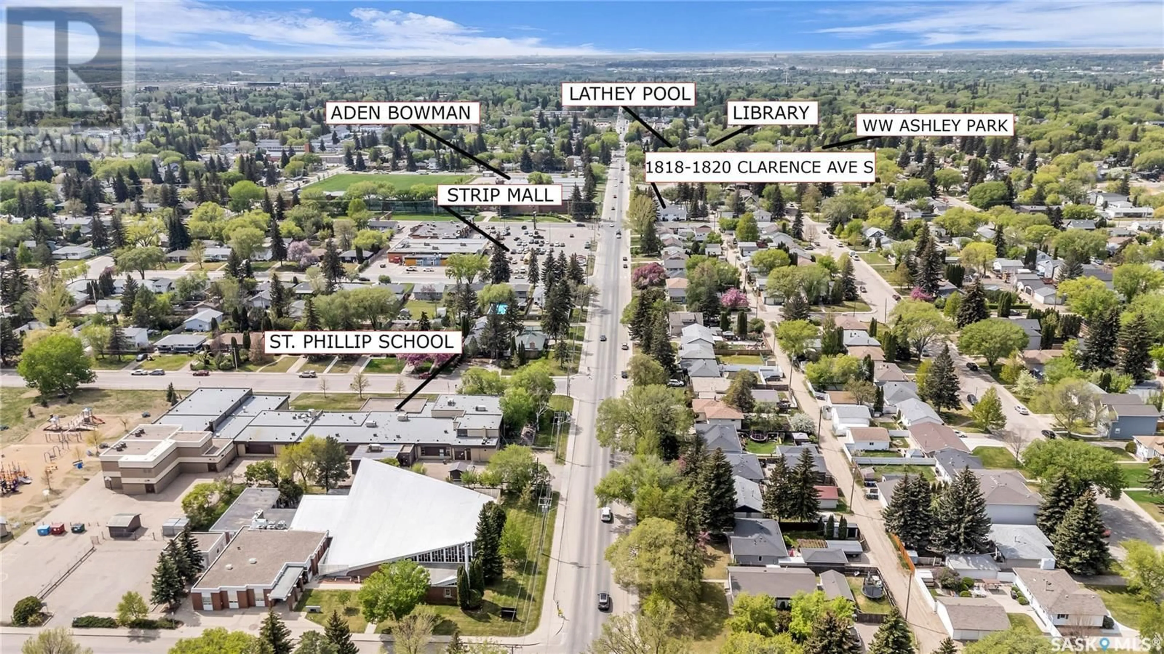 A pic from outside/outdoor area/front of a property/back of a property/a pic from drone, street for 1818-1820 CLARENCE AVENUE, Saskatoon Saskatchewan S7H2G1