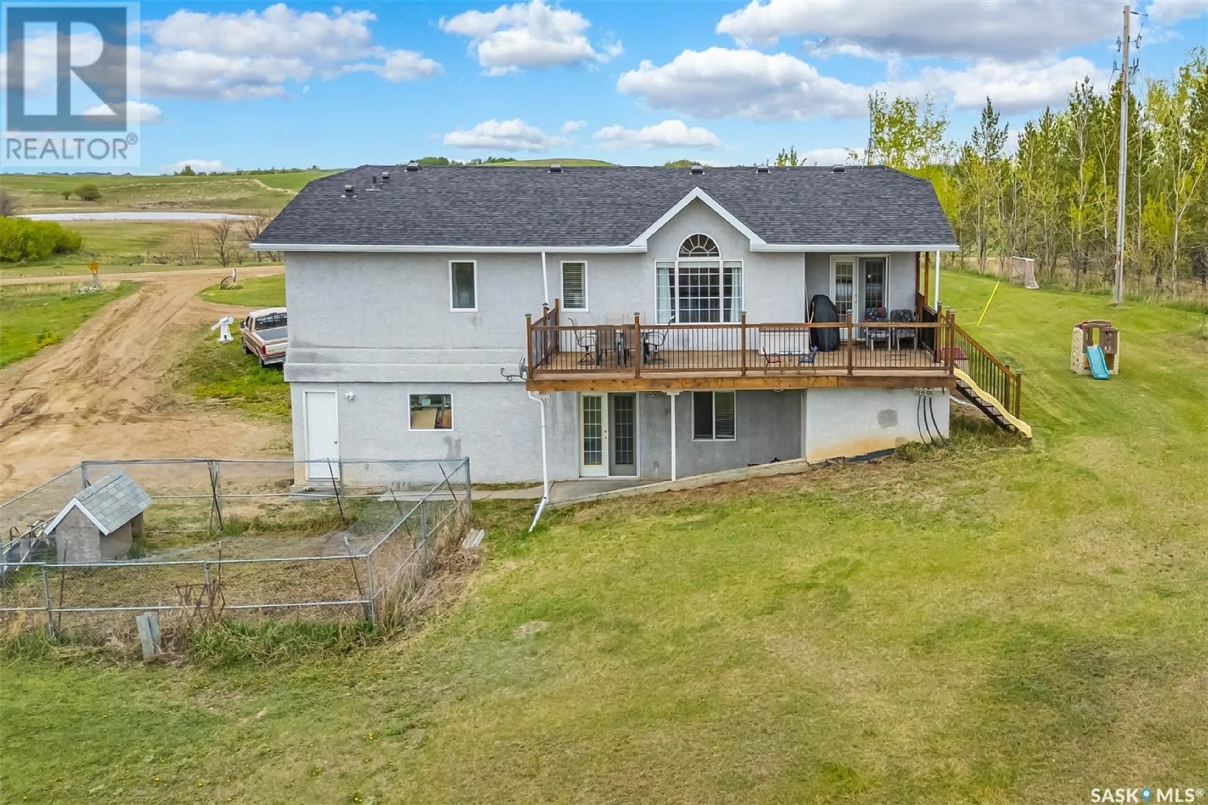 A pic from outside/outdoor area/front of a property/back of a property/a pic from drone, water/lake/river/ocean view for POUND ACREAGE, Blucher Rm No. 343 Saskatchewan S0K3W0