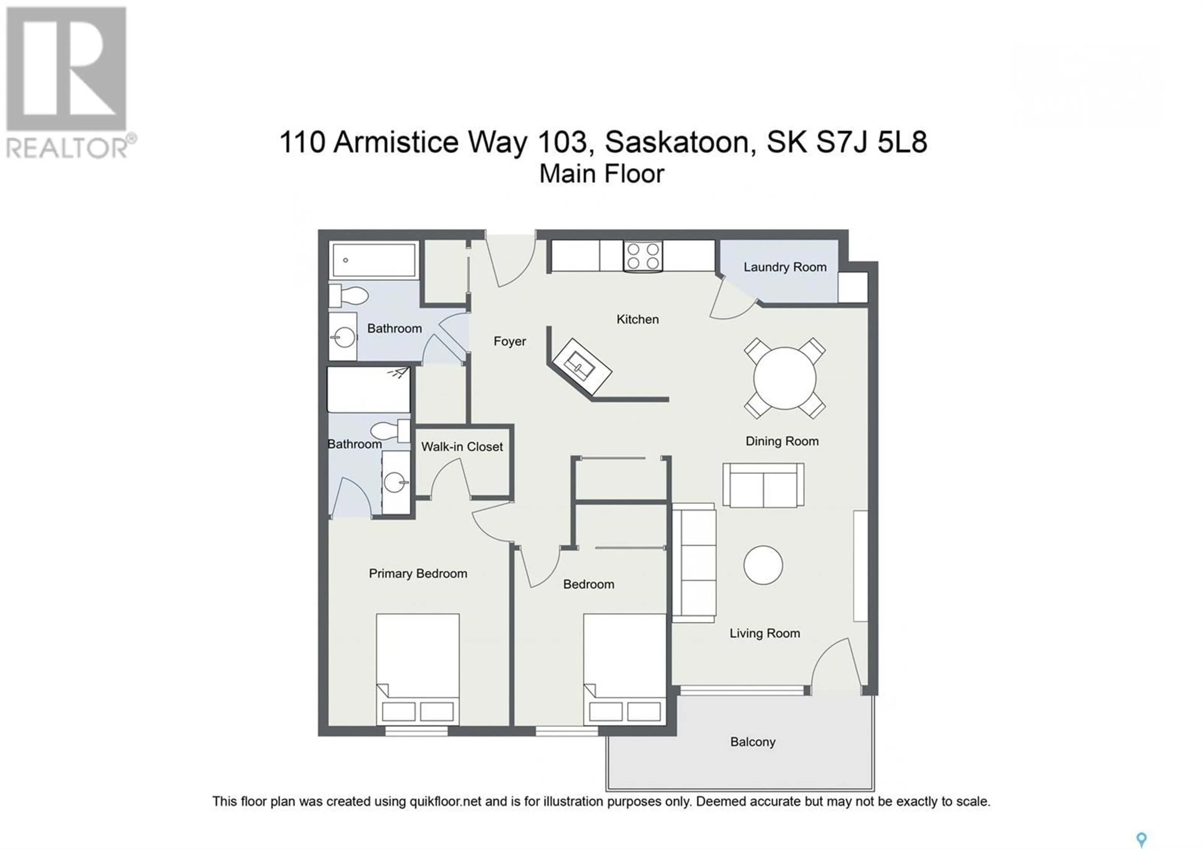 Floor plan for 103 110 ARMISTICE WAY, Saskatoon Saskatchewan S7J5L6