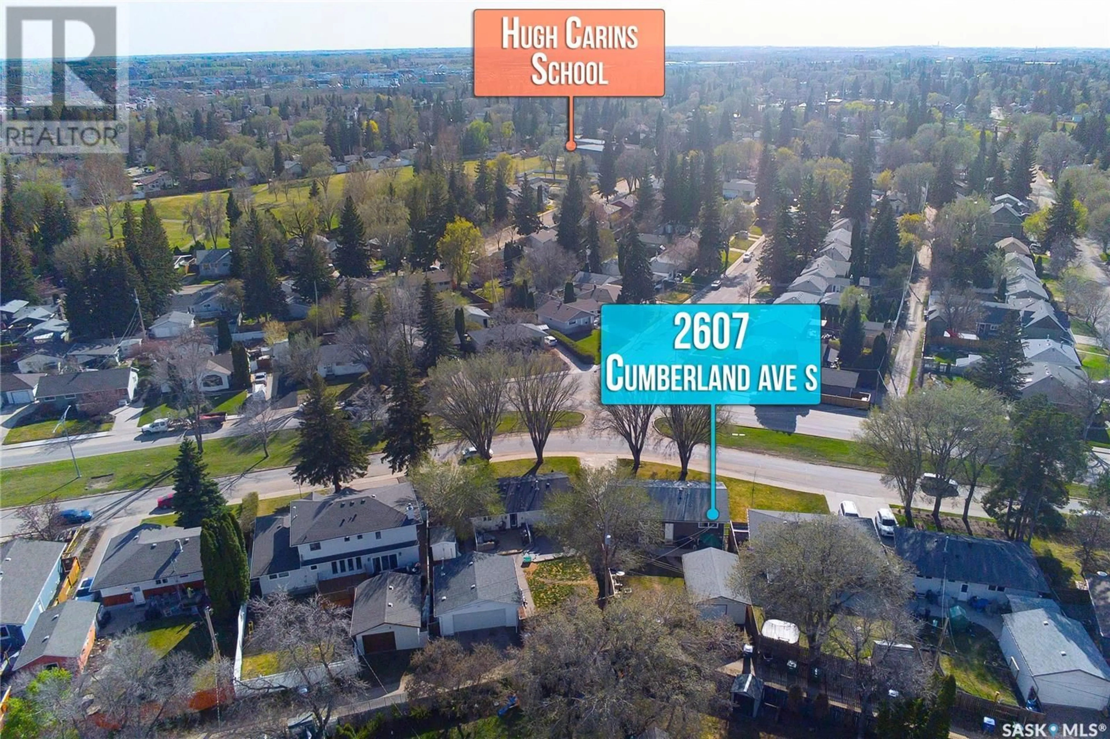 A pic from outside/outdoor area/front of a property/back of a property/a pic from drone, street for S - 2607 CUMBERLAND AVENUE, Saskatoon Saskatchewan S7J2A3