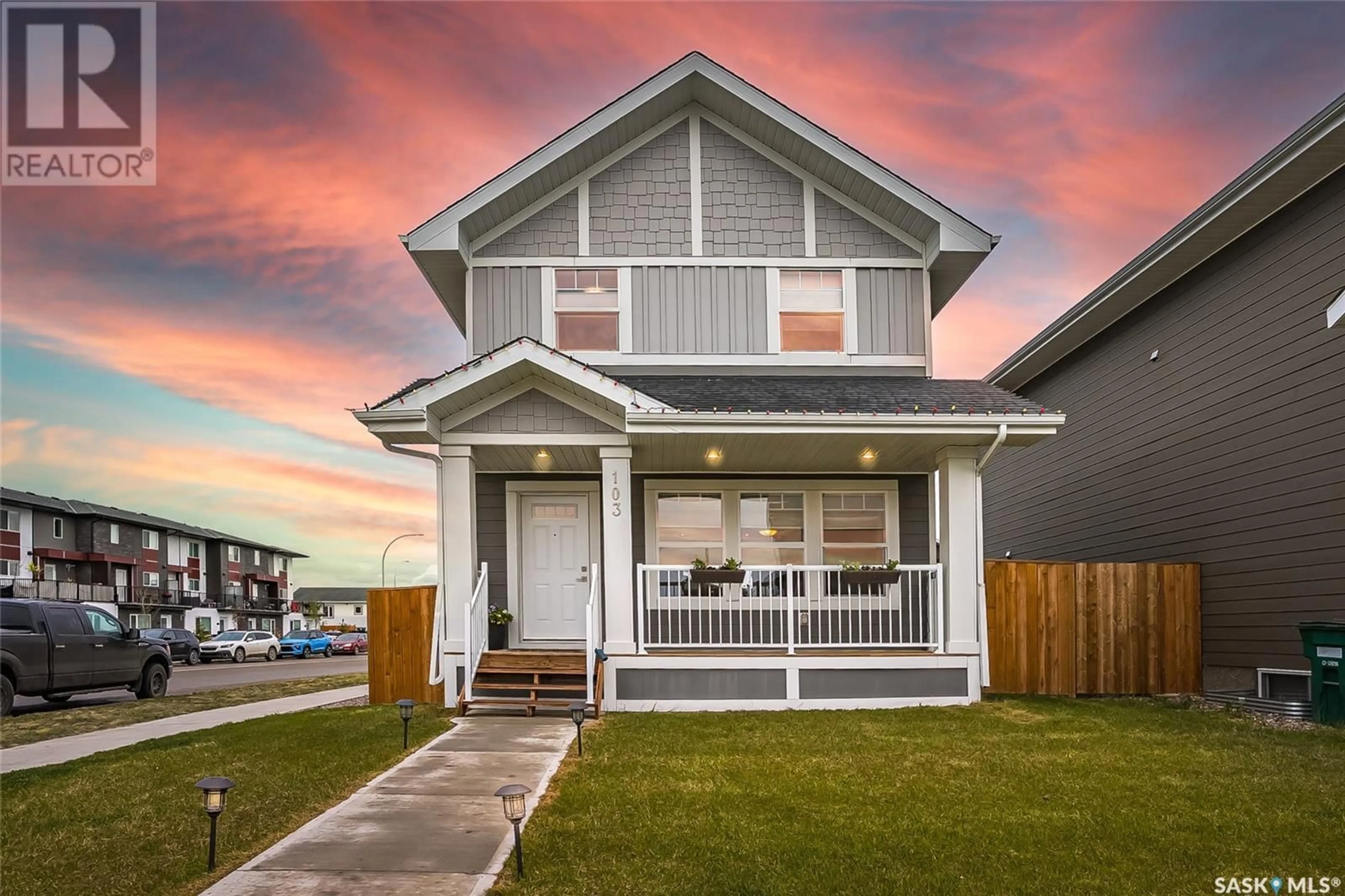 Home with vinyl exterior material, street for 103 STILLING MEWS, Saskatoon Saskatchewan S7V0P4