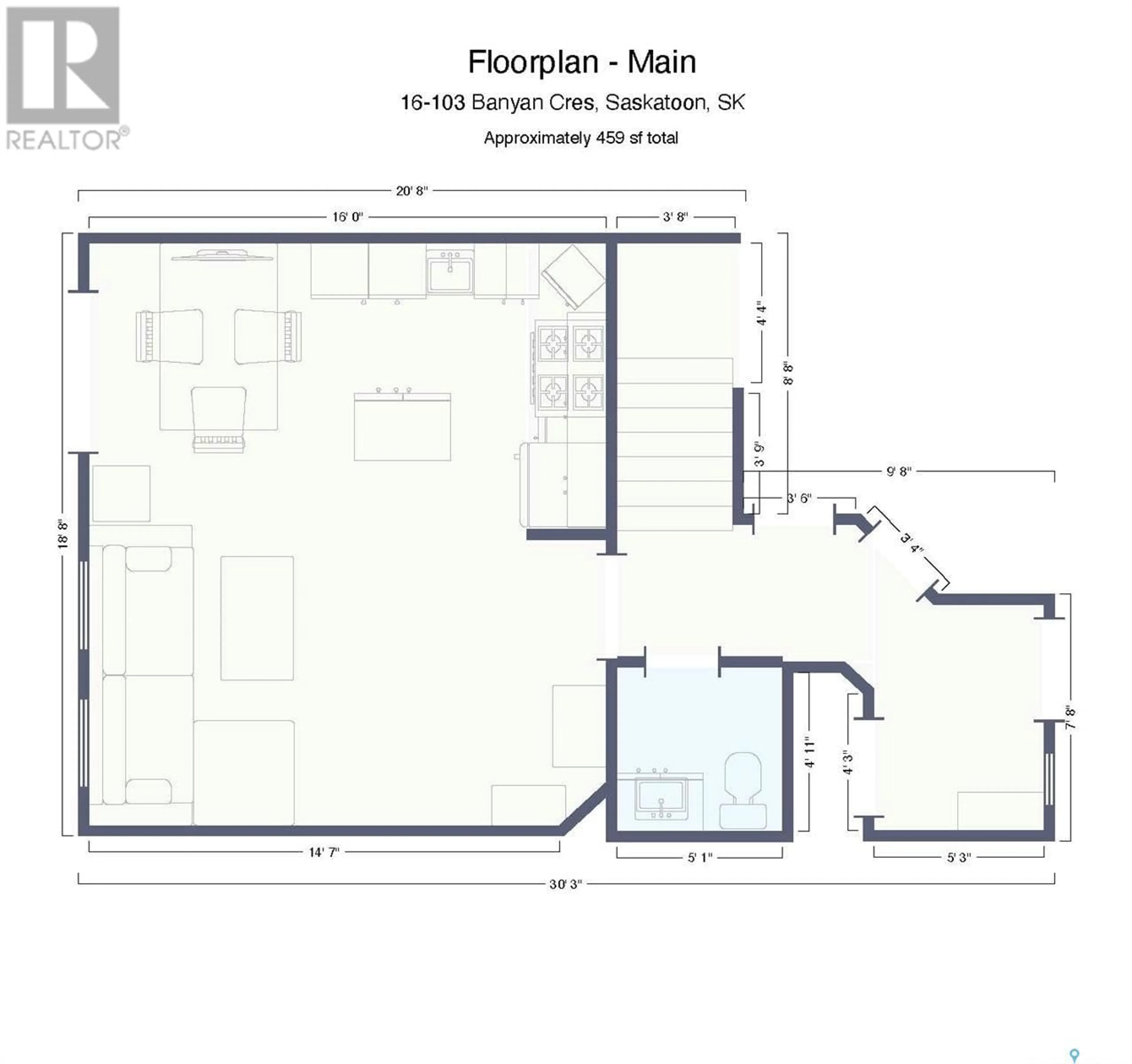 Floor plan for 16 103 BANYAN CRESCENT, Saskatoon Saskatchewan S7V1G2
