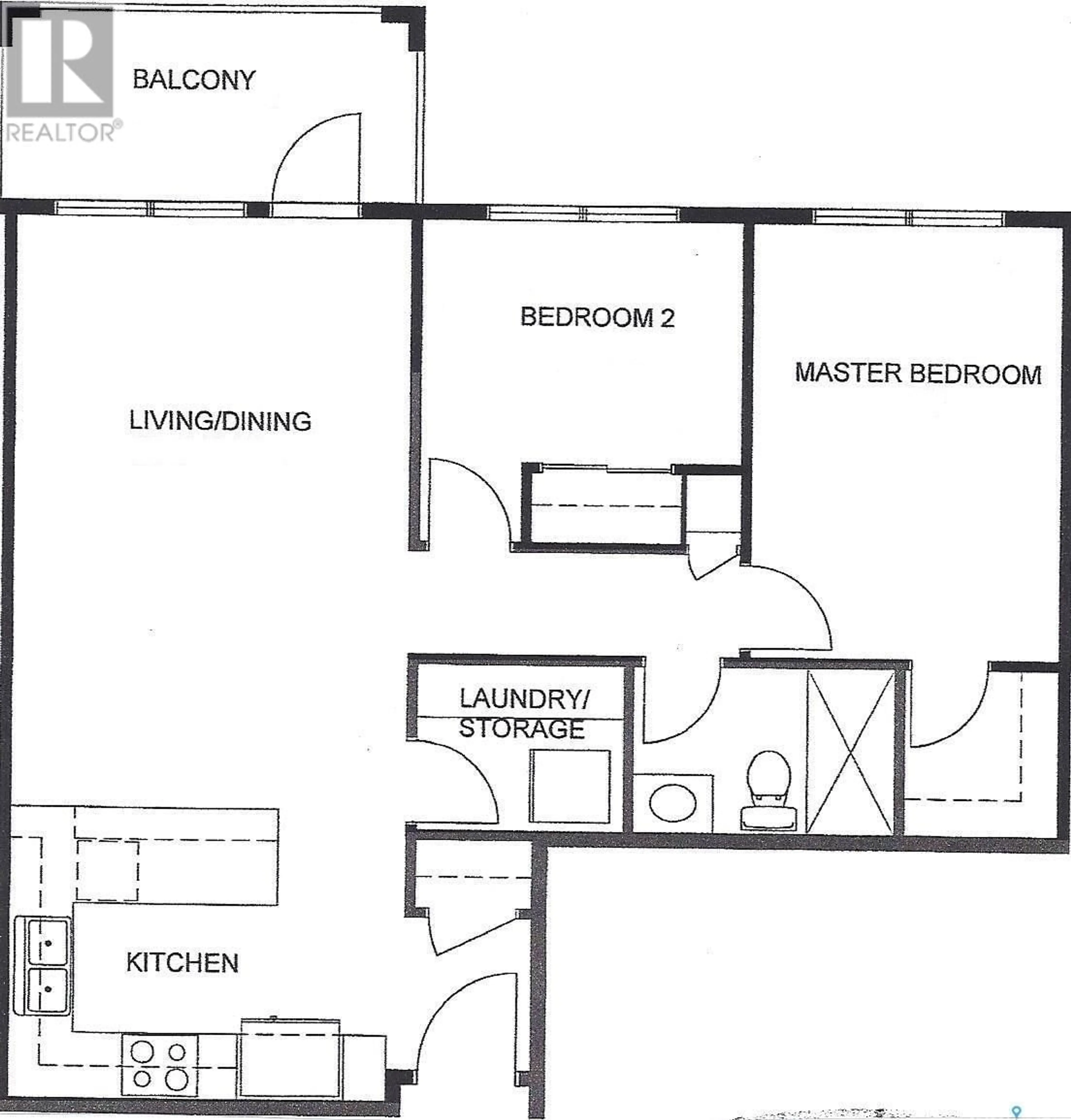 Floor plan for 203 - 115 WILLOWGROVE CRESCENT, Saskatoon Saskatchewan S7W0N4