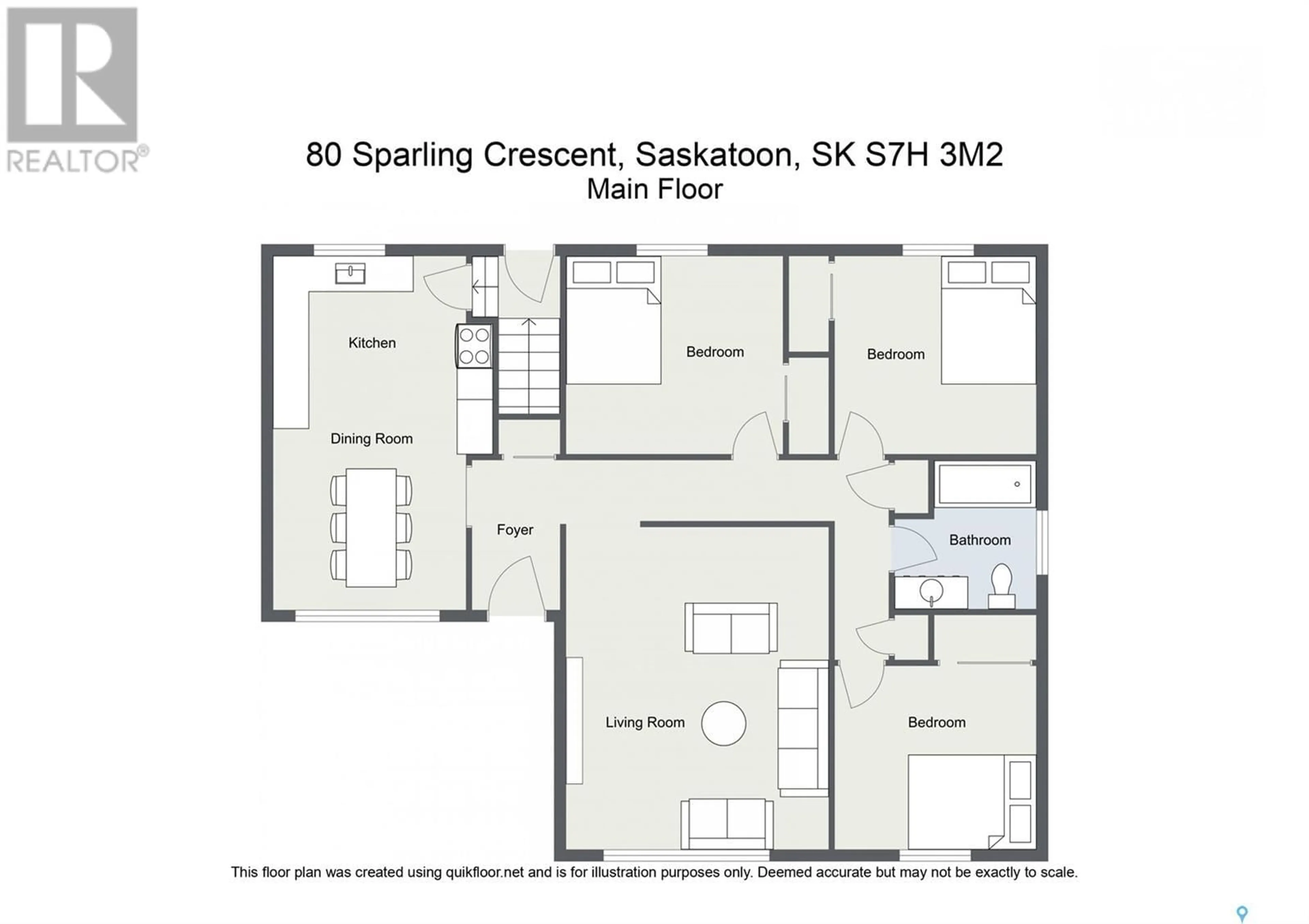 Floor plan for 80 SPARLING CRESCENT, Saskatoon Saskatchewan S7H3M2