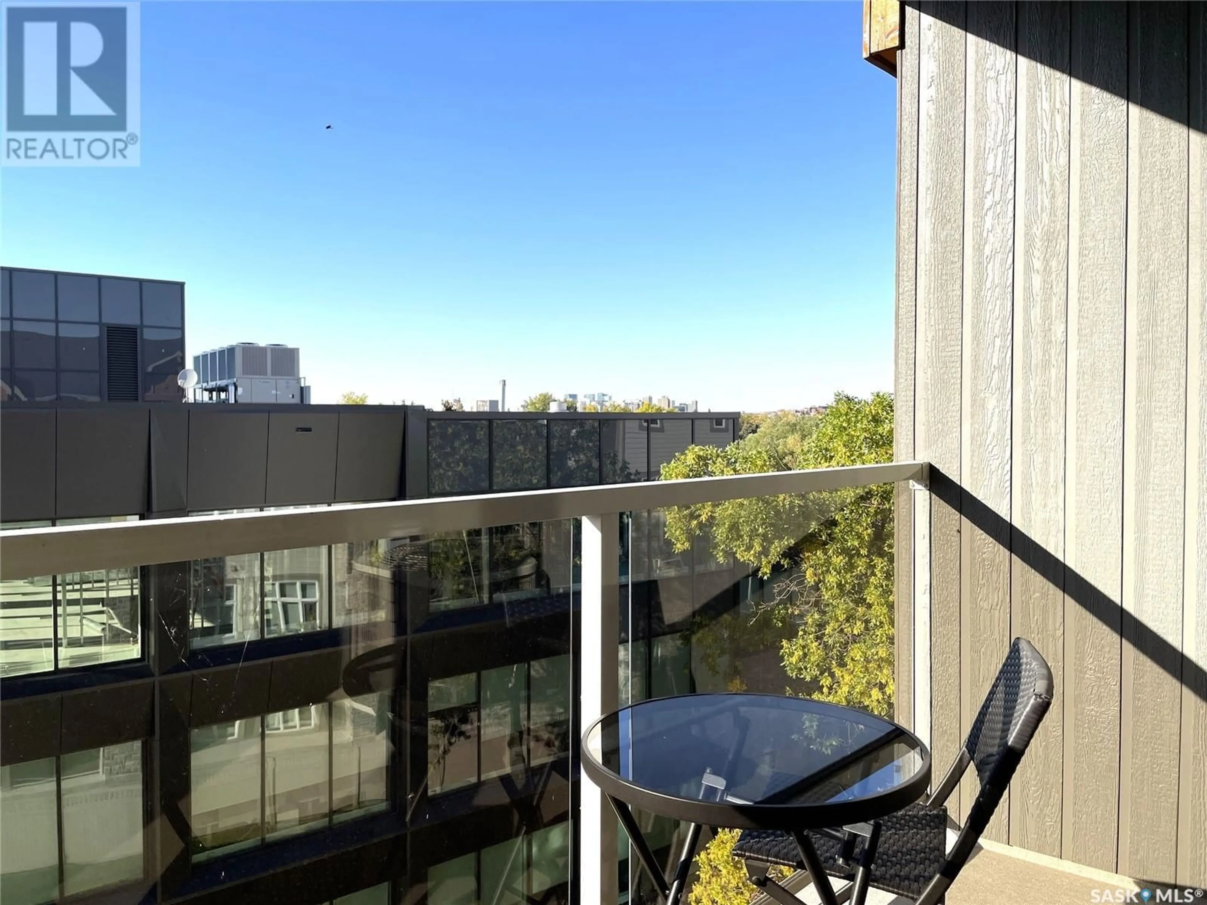 Balcony in the apartment, city buildings view from balcony for 406 - 1220 BLACKFOOT DRIVE, Regina Saskatchewan S4S6T2
