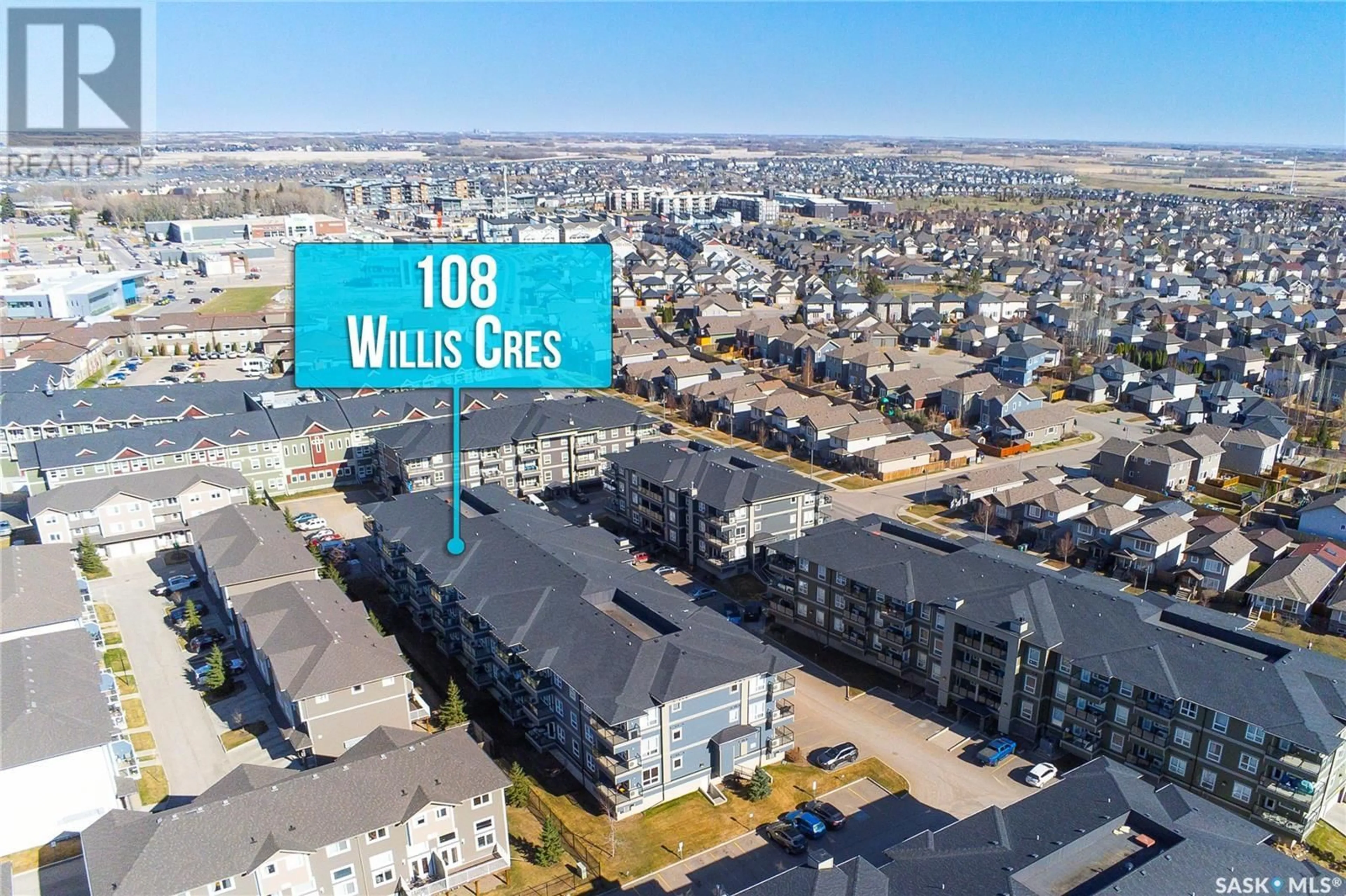 A pic from outside/outdoor area/front of a property/back of a property/a pic from drone, city buildings view from balcony for 4215 108 WILLIS CRESCENT, Saskatoon Saskatchewan S7T0W8