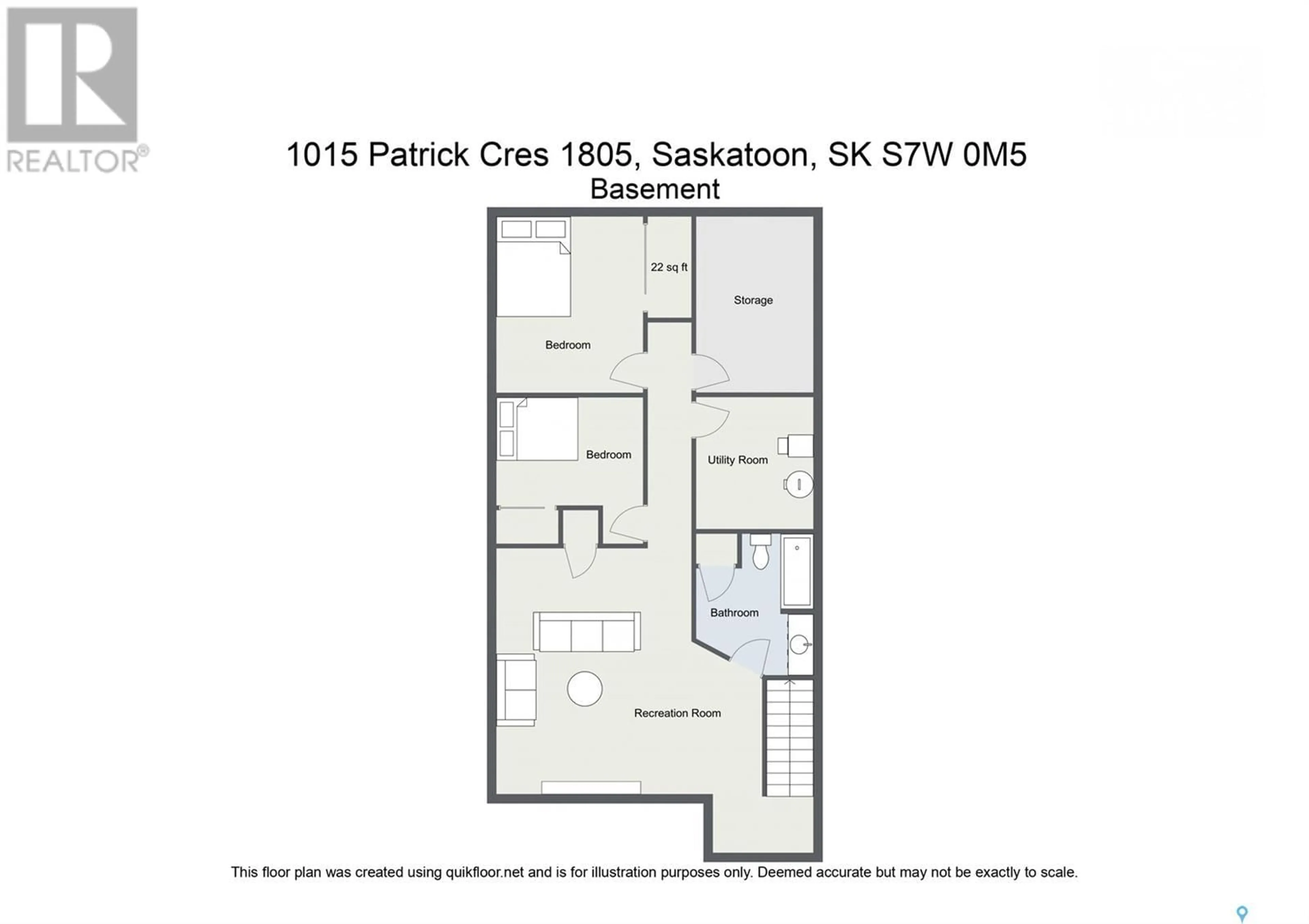 Floor plan for 1015 - 1805 PATRICK CRESCENT, Saskatoon Saskatchewan S7W0N5