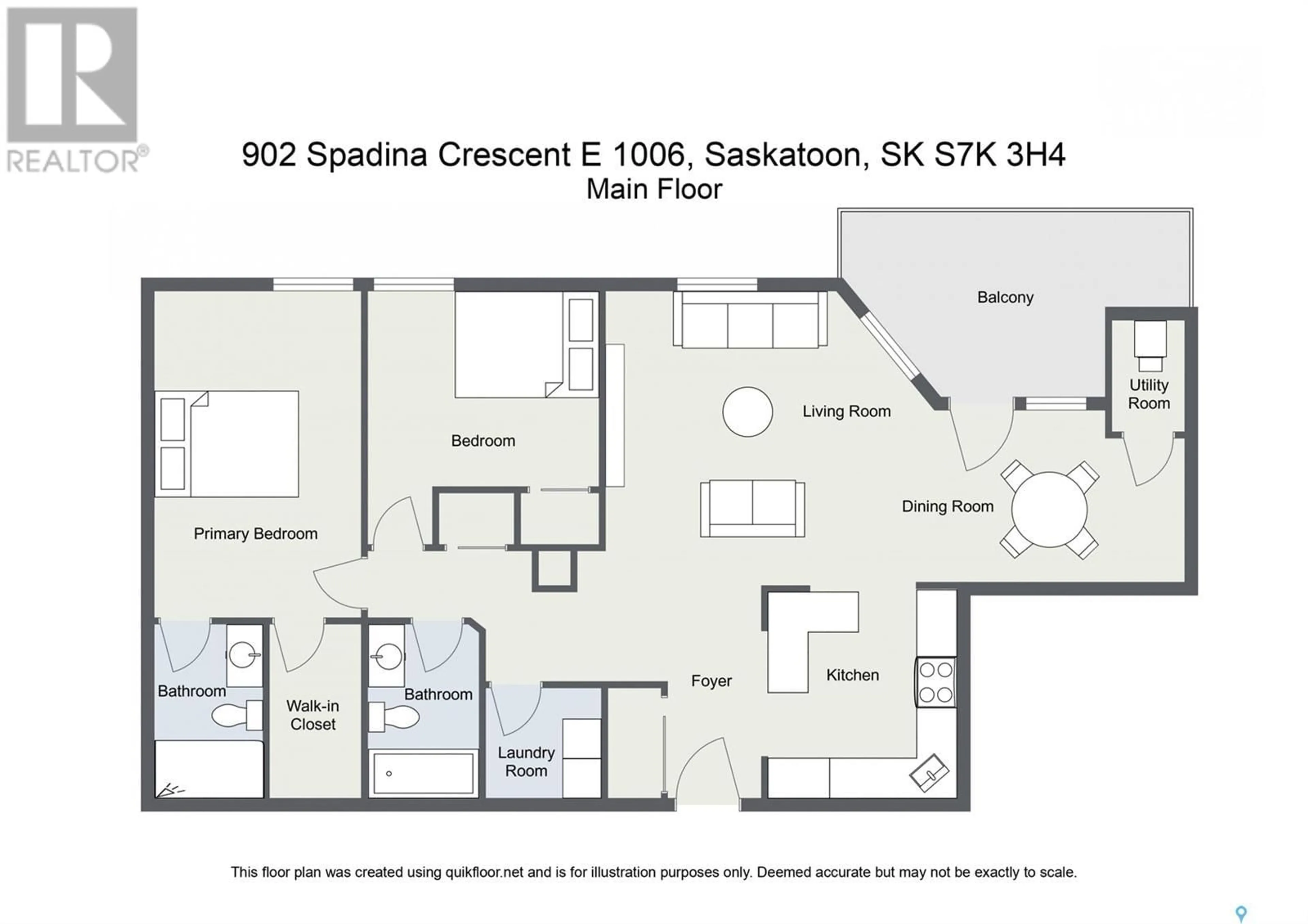 Floor plan for 902 - 1006 SPADINA CRESCENT, Saskatoon Saskatchewan S7K0G8