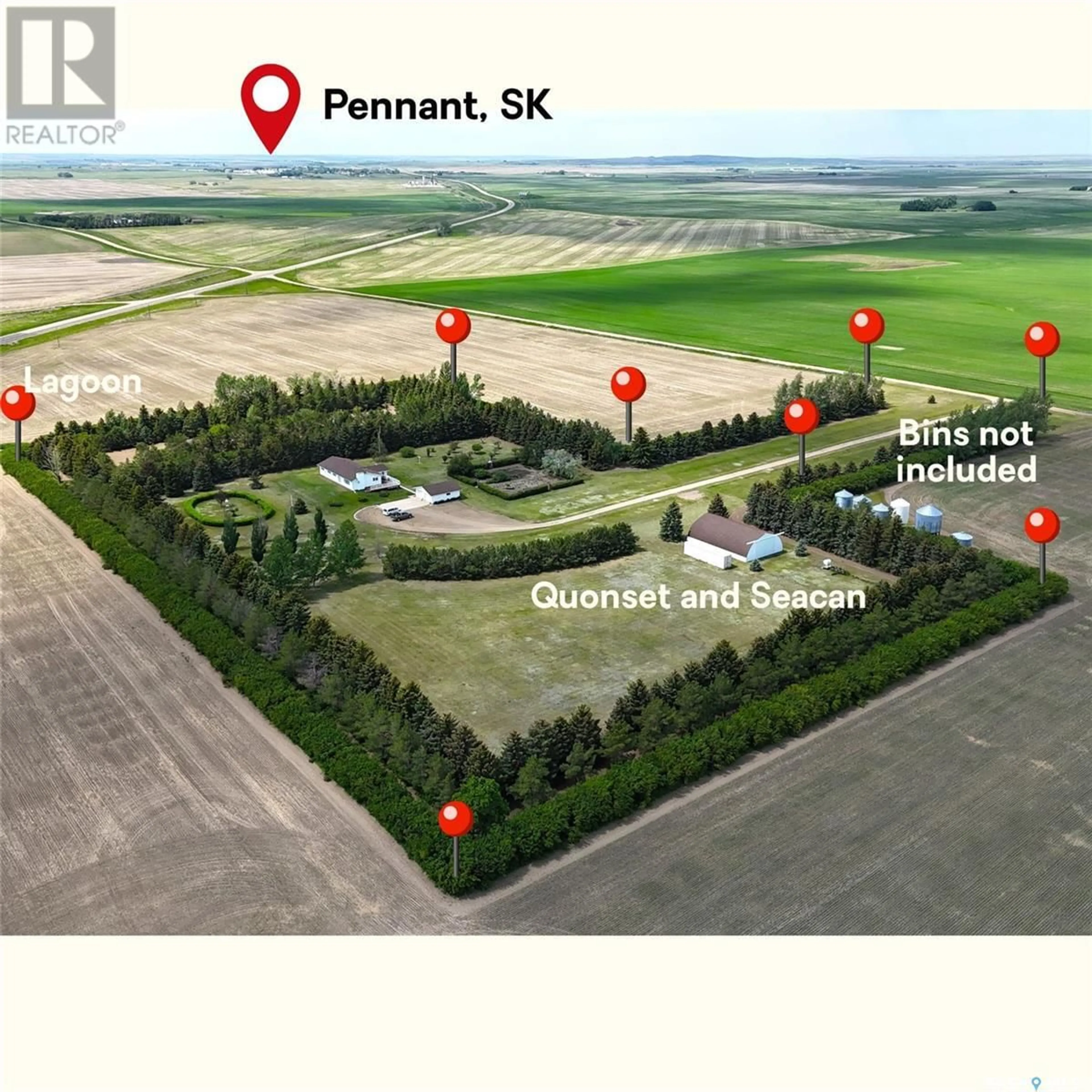 A pic from outside/outdoor area/front of a property/back of a property/a pic from drone, street for PENNANT ACREAGE, Riverside Rm No. 168 Saskatchewan S0N1X0