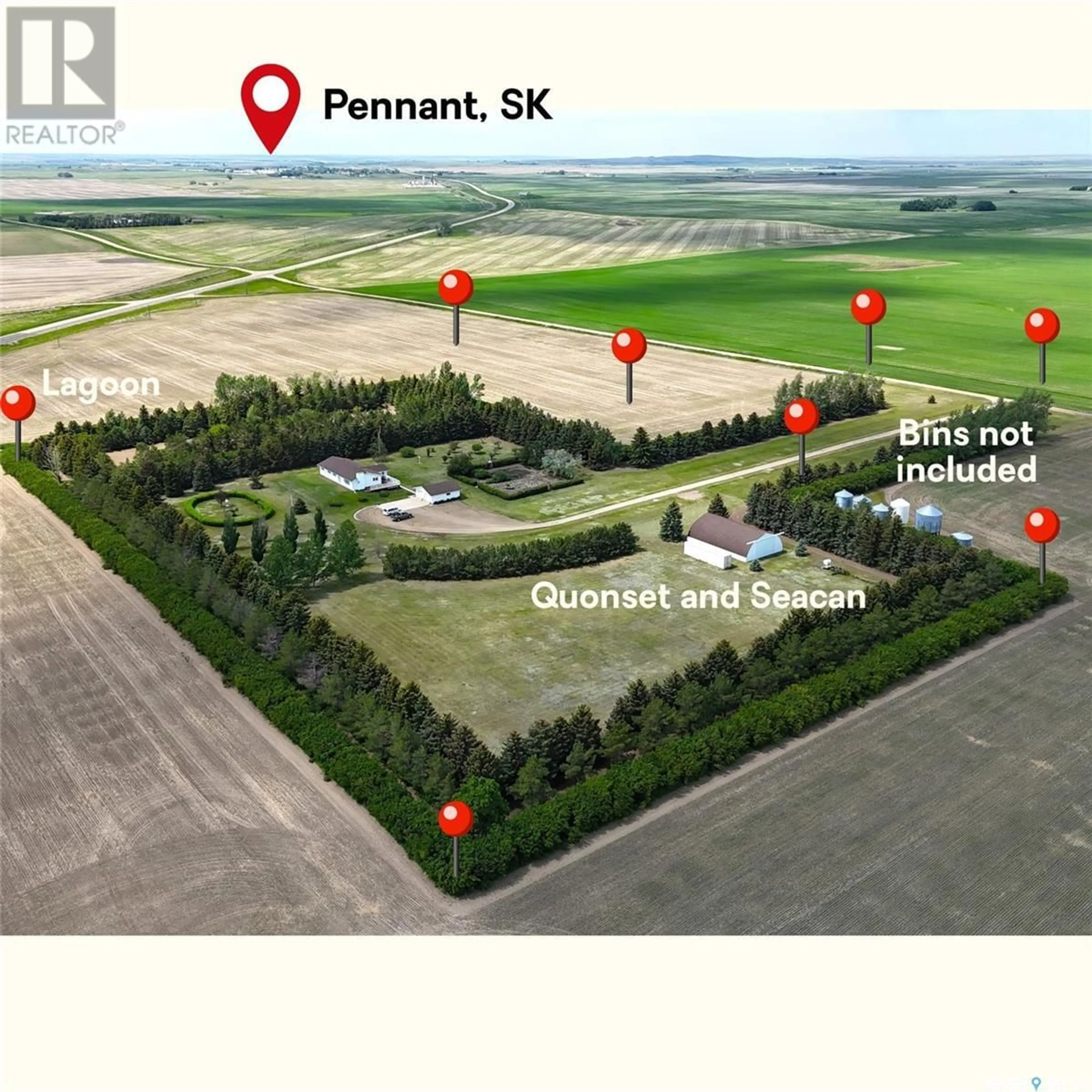 A pic from outside/outdoor area/front of a property/back of a property/a pic from drone, street for PENNANT ACREAGE, Riverside Rm No. 168 Saskatchewan S0N1X0