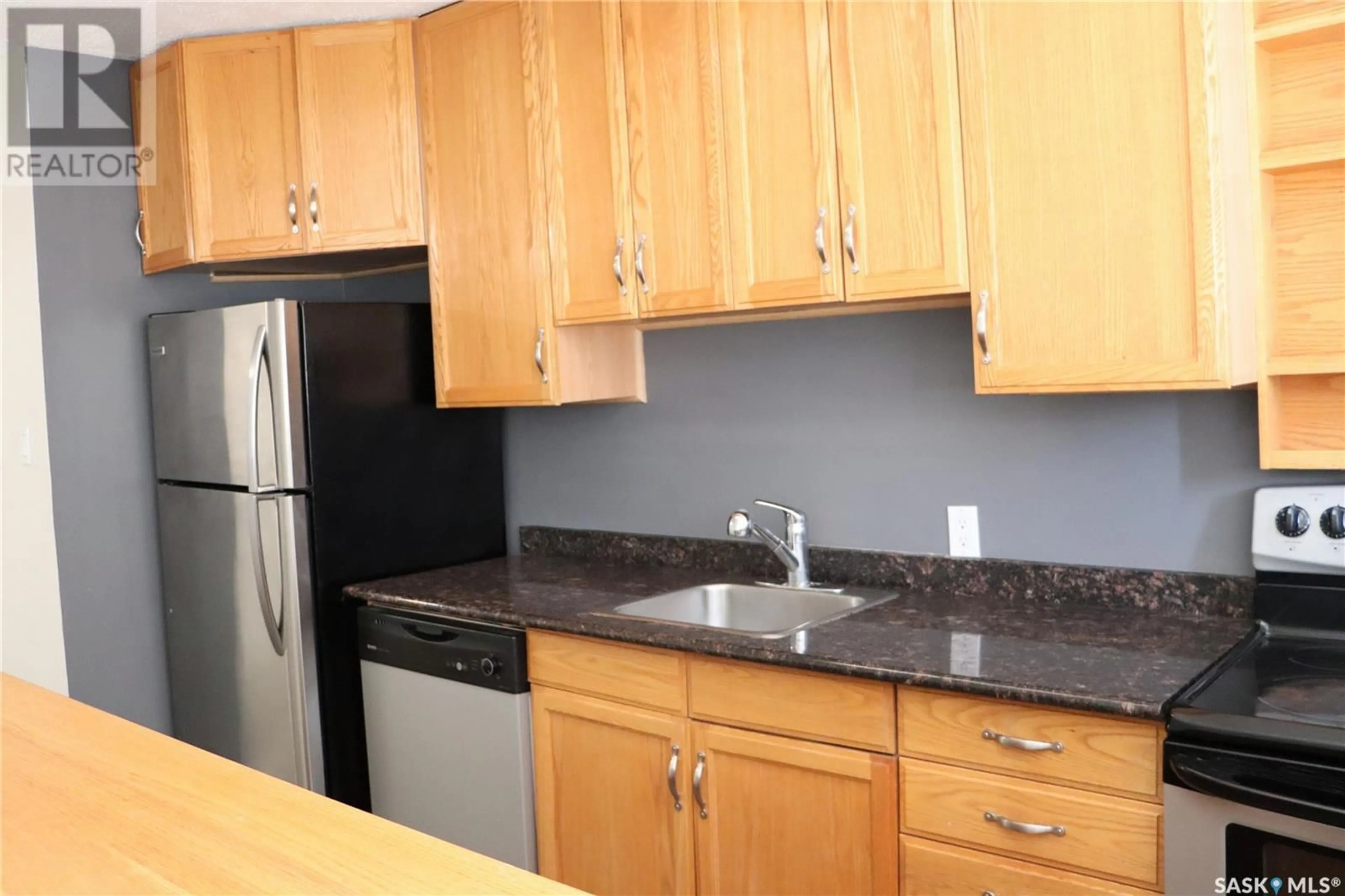 Standard kitchen, wood/laminate floor for 1604 - 3 MAIN STREET, Saskatoon Saskatchewan S7H0L7
