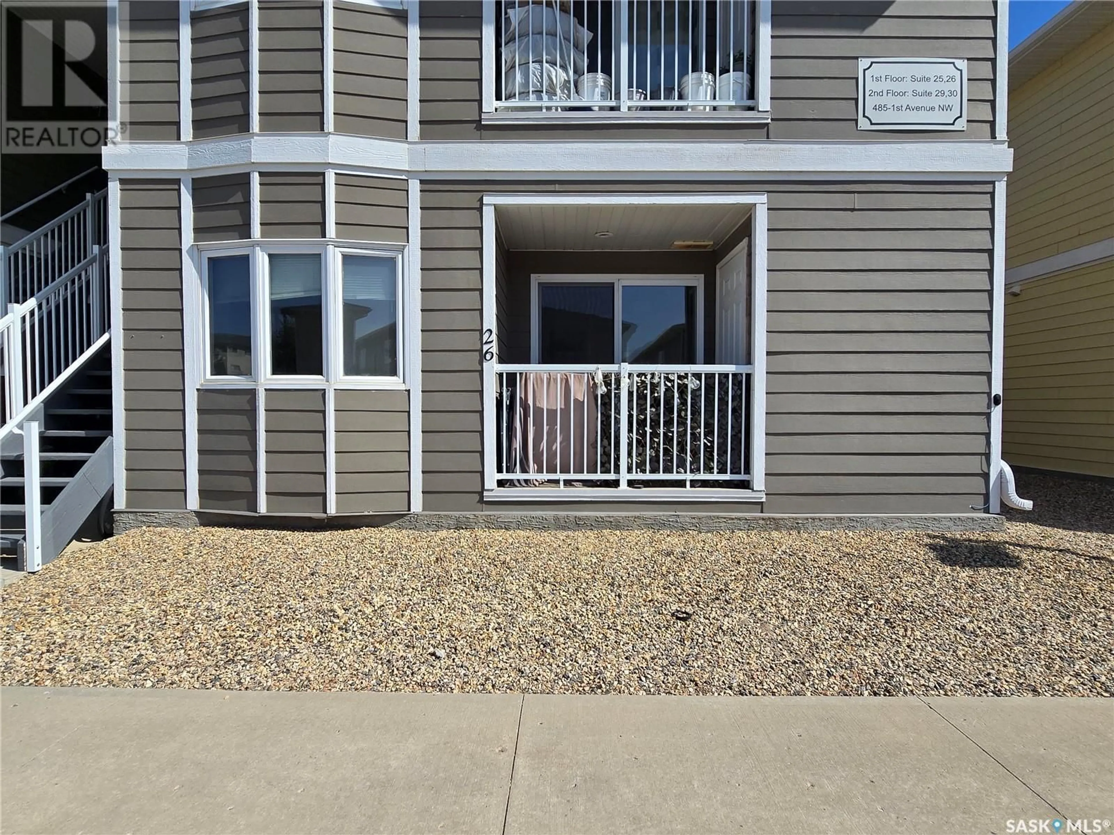 Patio, water/lake/river/ocean view for 26 - 485 1ST AVENUE NW, Weyburn Saskatchewan S4H1T1