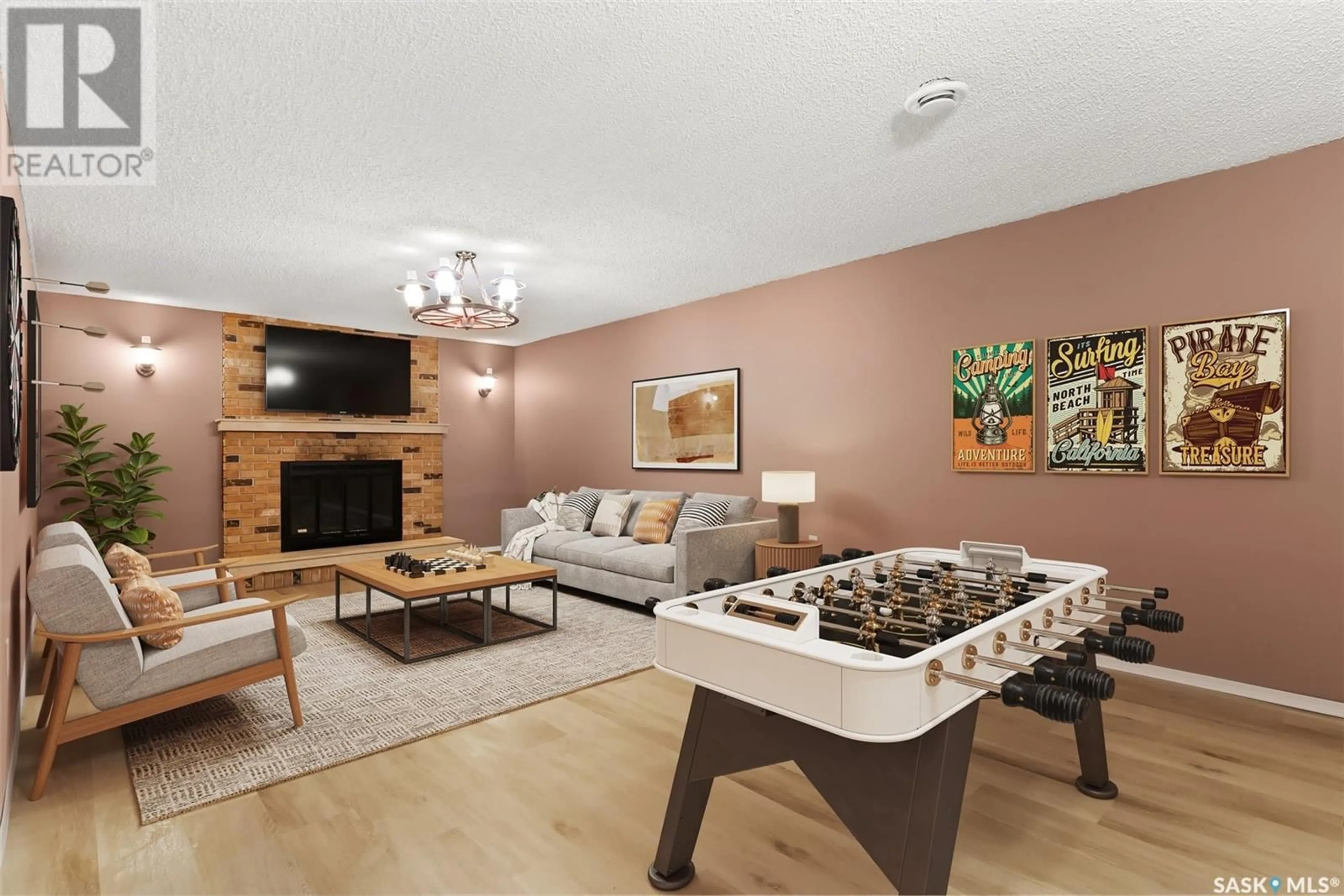 Living room with furniture, ceramic/tile floor for 105 1ST AVENUE, Kelliher Saskatchewan S0A1V0