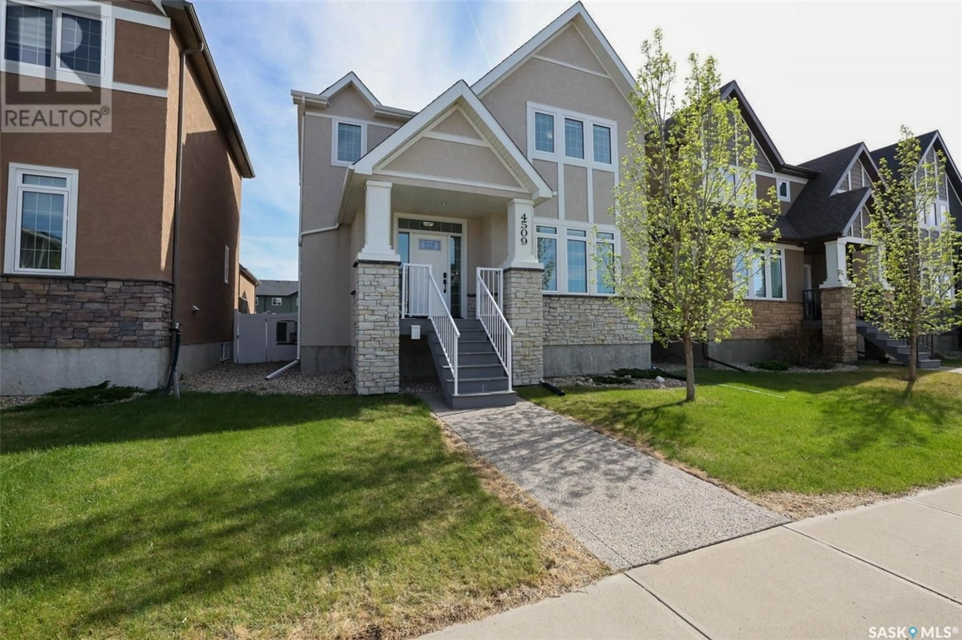 Home with brick exterior material, street for 4509 GREEN APPLE DRIVE, Regina Saskatchewan S4V3H4