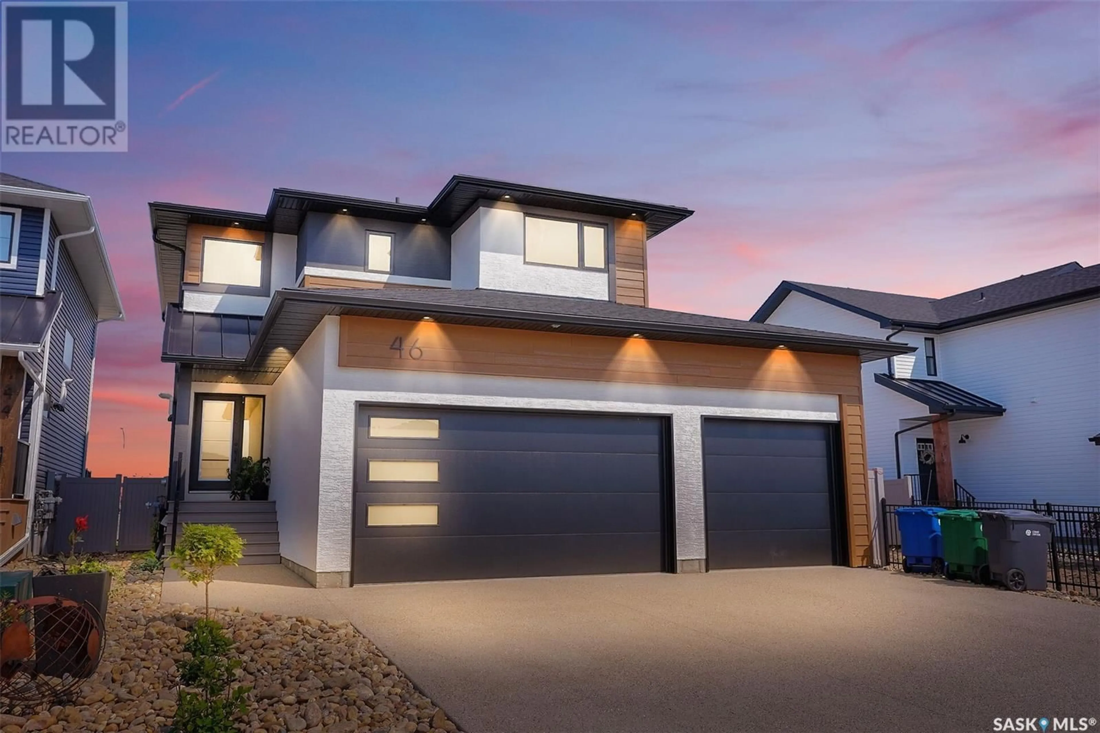 Home with vinyl exterior material, street for 46 MACKENZIE CRESCENT, Pilot Butte Saskatchewan S0G3Z0