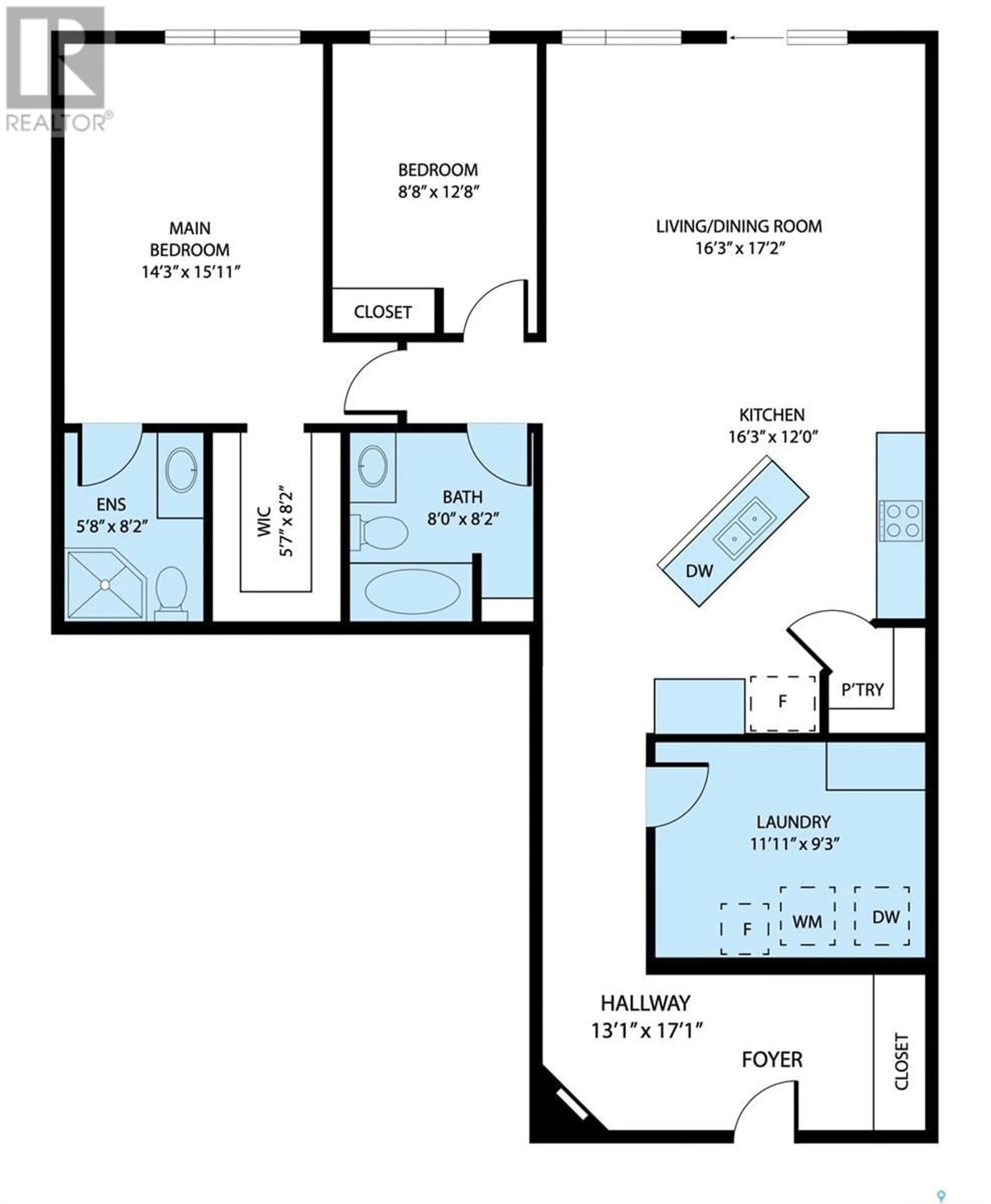Floor plan for 1602 - 401 1ST STREET, Prince Albert Saskatchewan S6V1G7