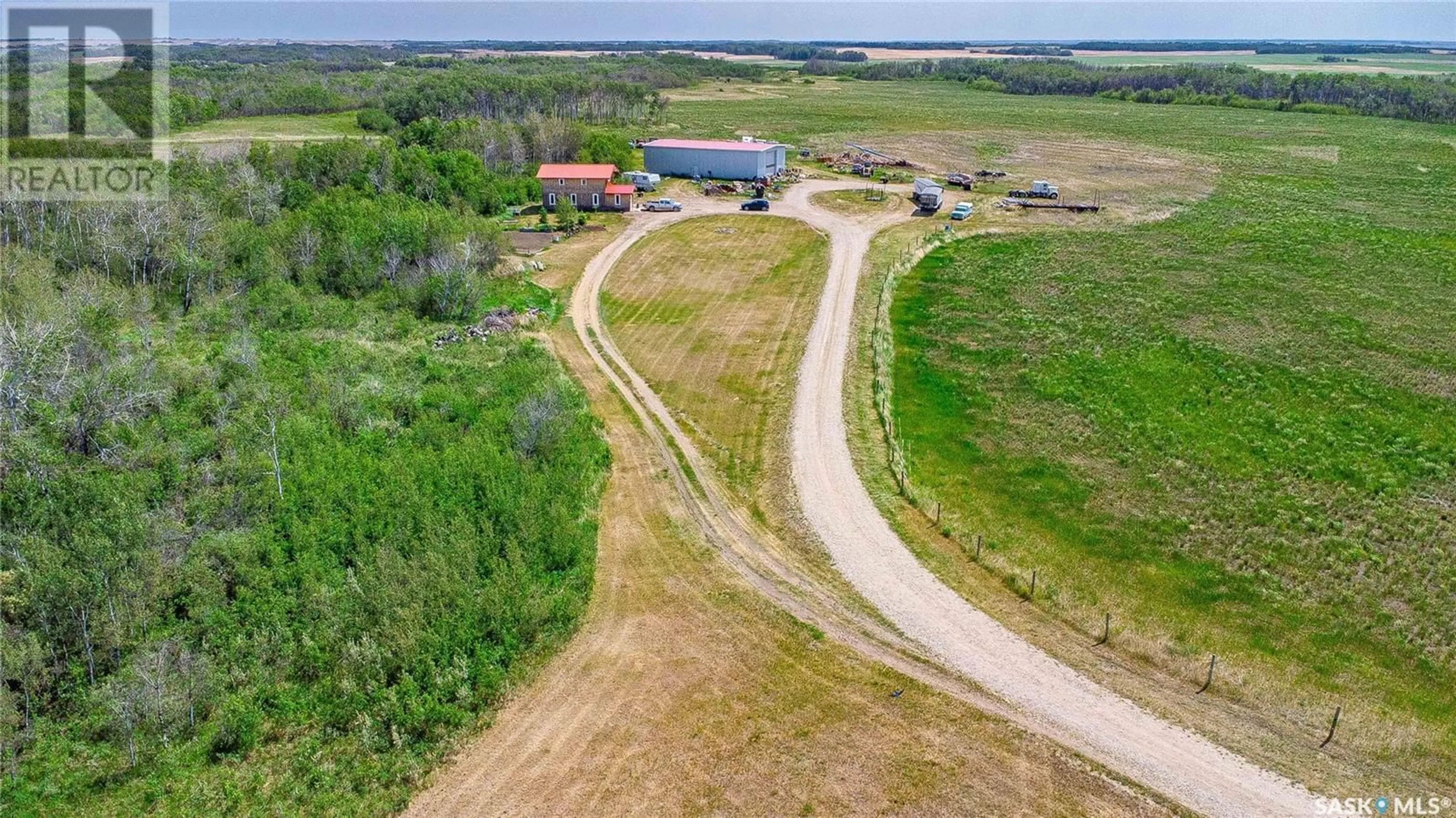 A pic from outside/outdoor area/front of a property/back of a property/a pic from drone, unknown for LAJOIE ACREAGE, Great Bend Rm No. 405 Saskatchewan S0K0N0