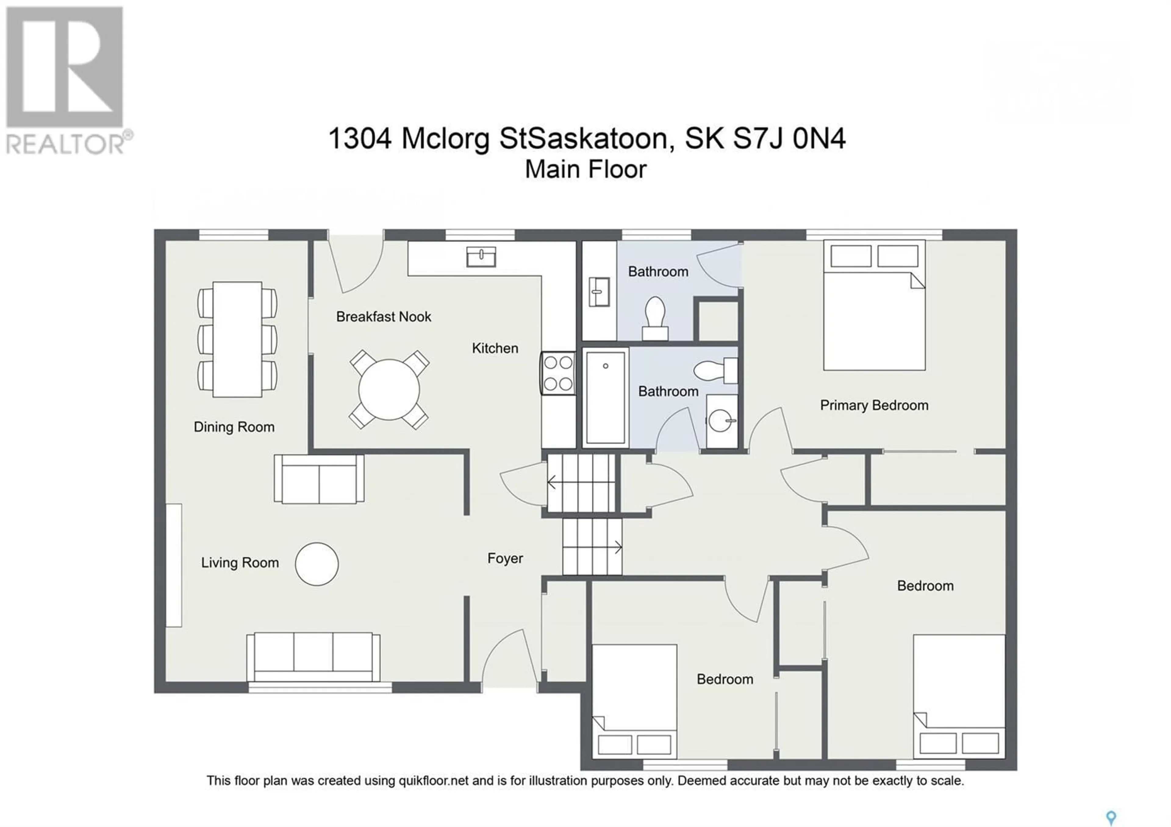 Floor plan for 1304 MCLORG STREET, Saskatoon Saskatchewan S7J0N4