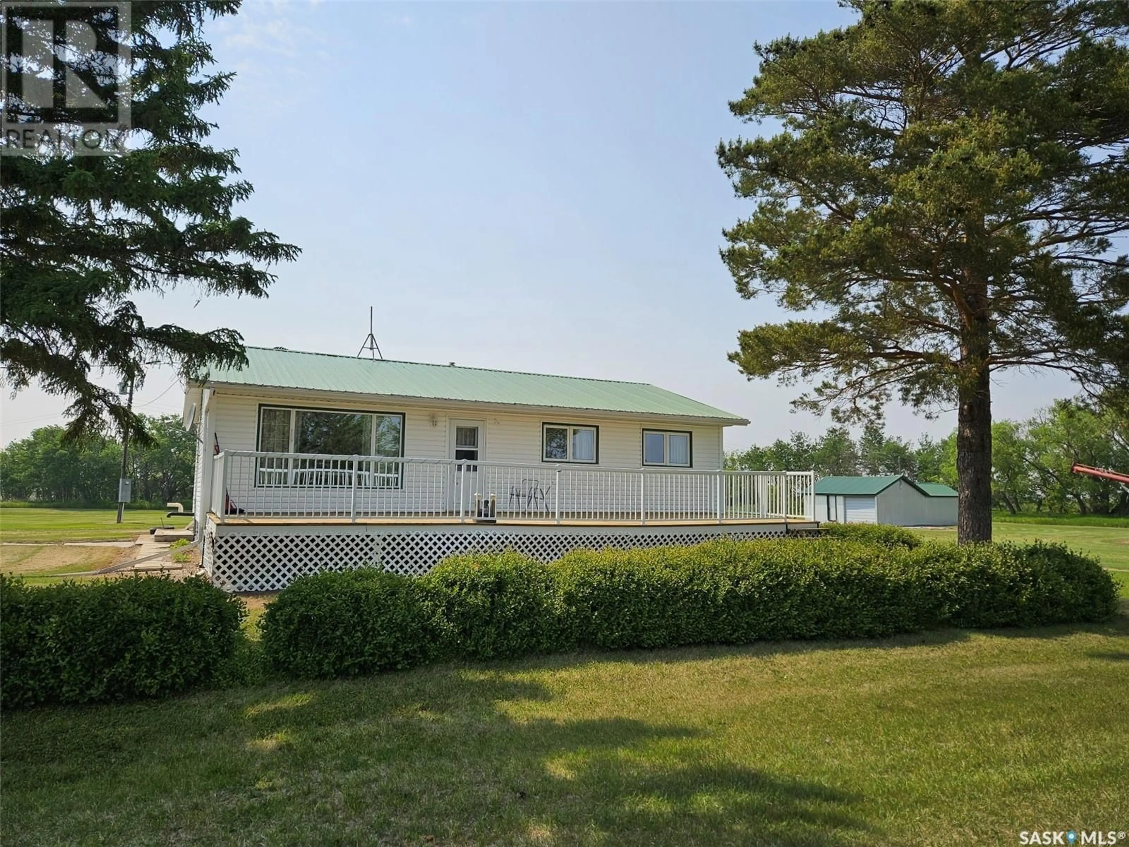 A pic from outside/outdoor area/front of a property/back of a property/a pic from drone, water/lake/river/ocean view for BOUTIN ACREAGE, Moose Creek Rm No. 33 Saskatchewan S0C1R0