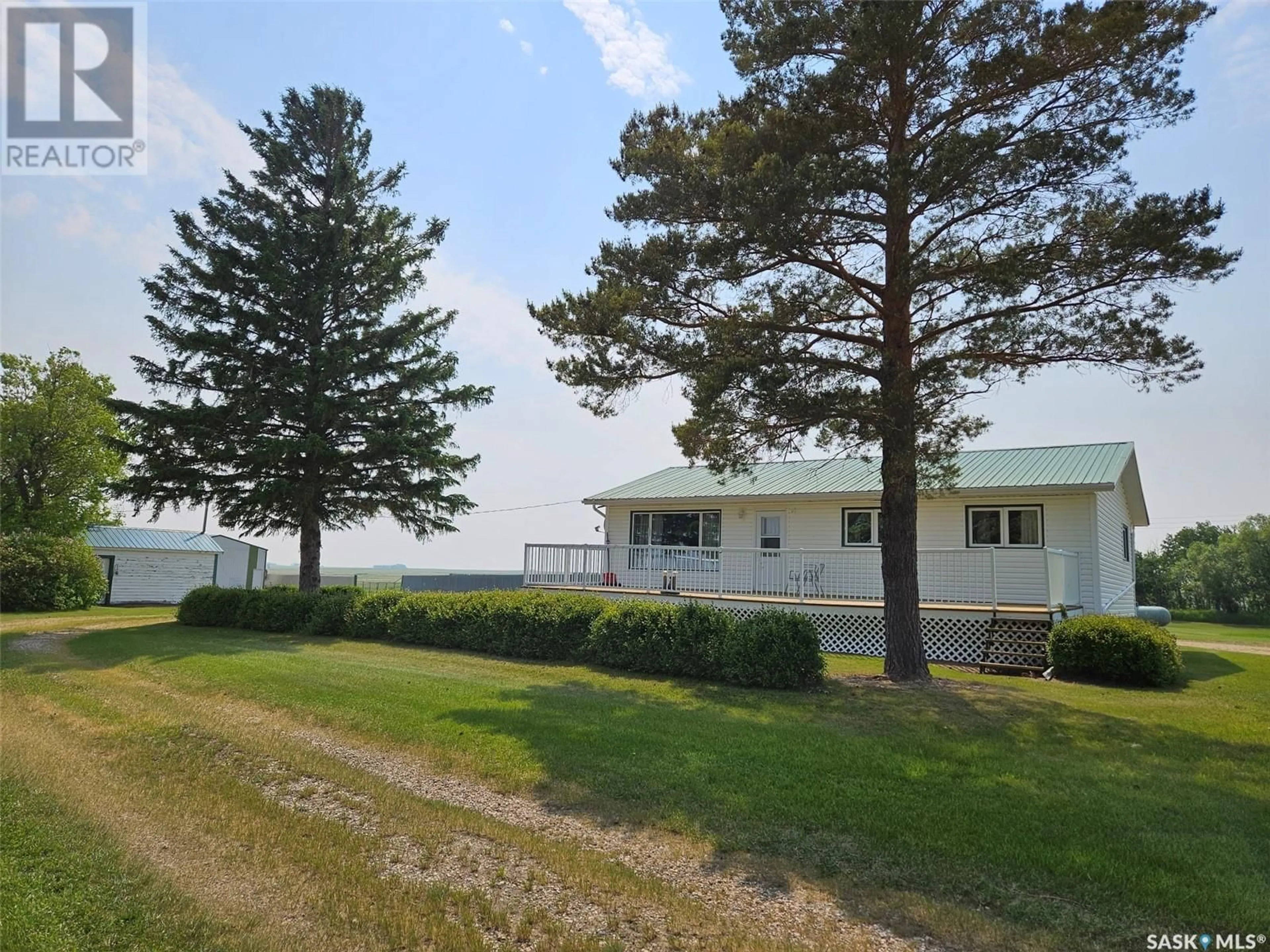 A pic from outside/outdoor area/front of a property/back of a property/a pic from drone, water/lake/river/ocean view for BOUTIN ACREAGE, Moose Creek Rm No. 33 Saskatchewan S0C1R0