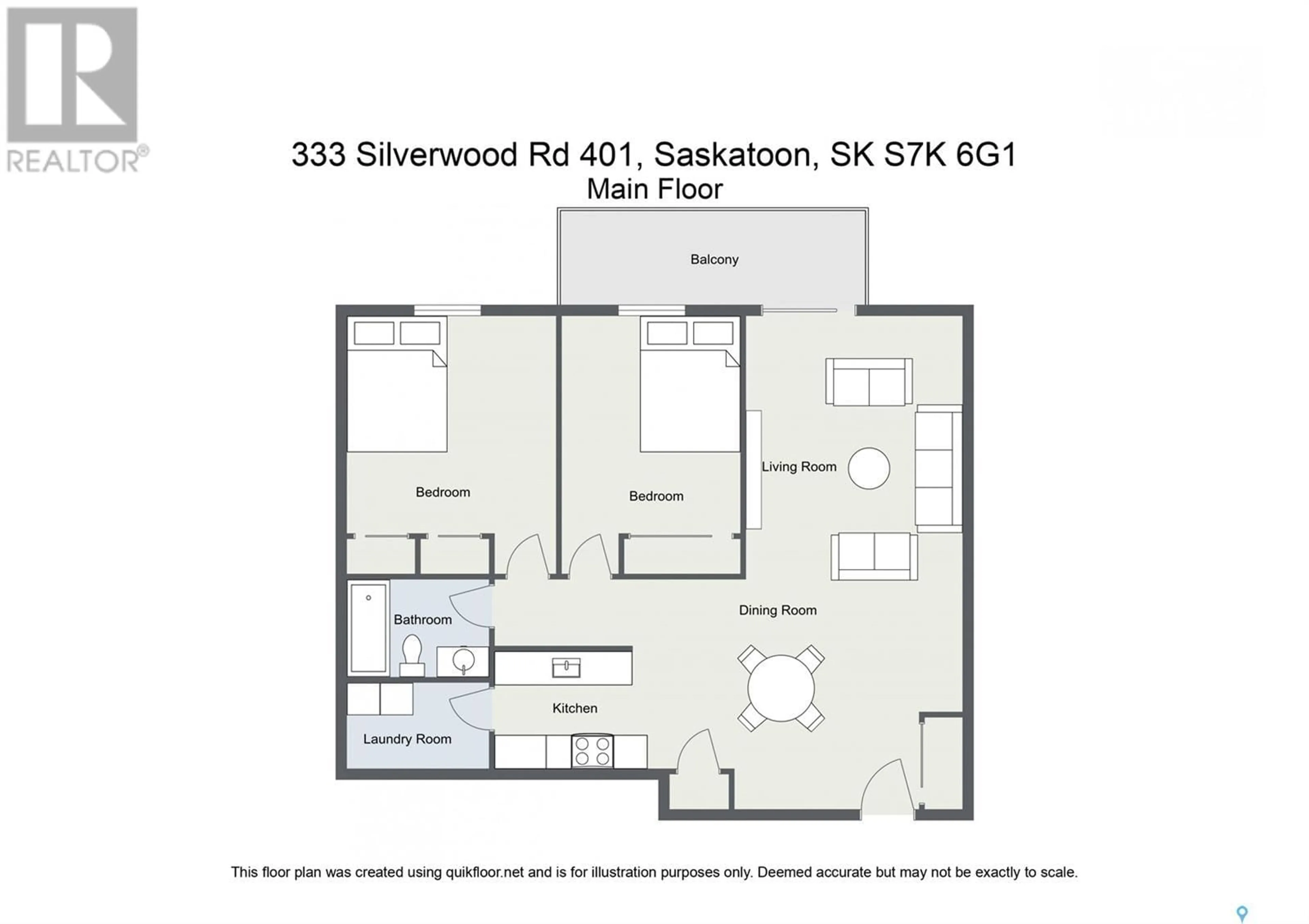 Floor plan for 401 333 SILVERWOOD ROAD, Saskatoon Saskatchewan S7K6G1