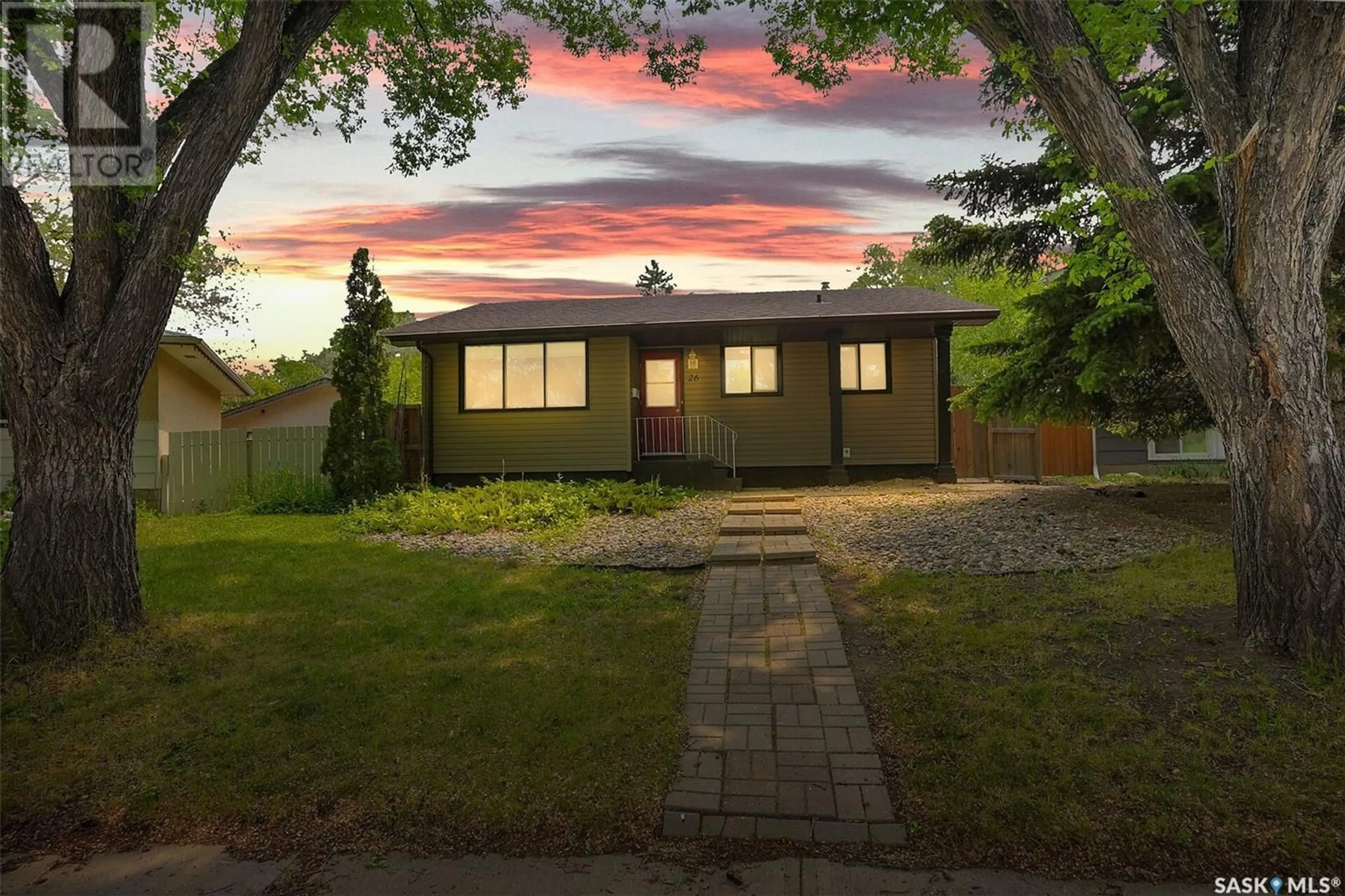 A pic from outside/outdoor area/front of a property/back of a property/a pic from drone, street for 26 FORSYTH CRESCENT, Regina Saskatchewan S4R5L7