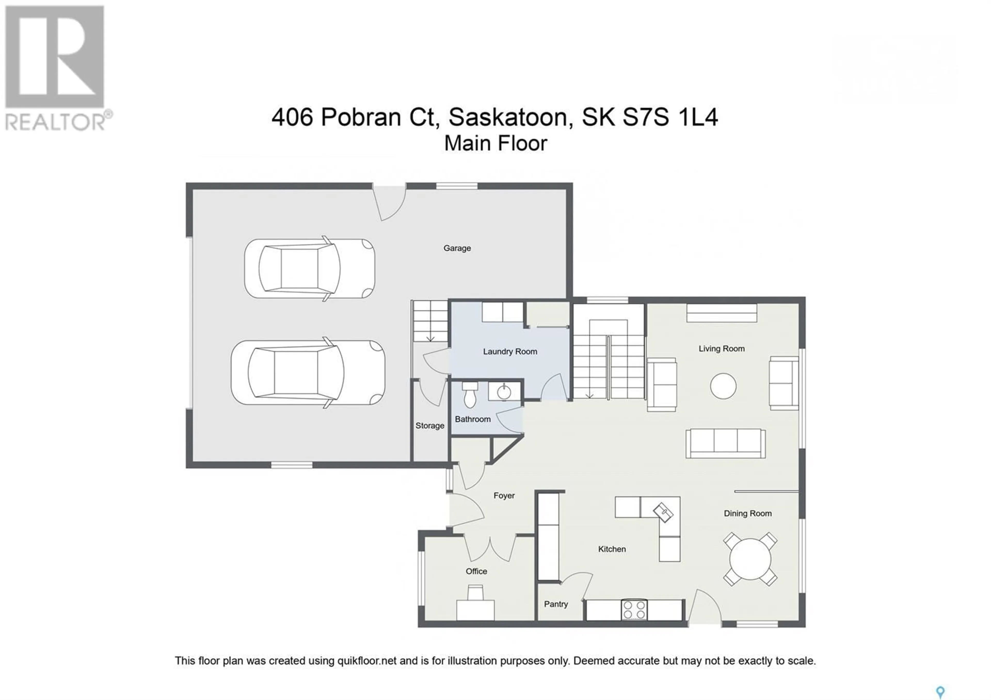 Floor plan for 406 POBRAN COURT, Saskatoon Saskatchewan S7S1L4