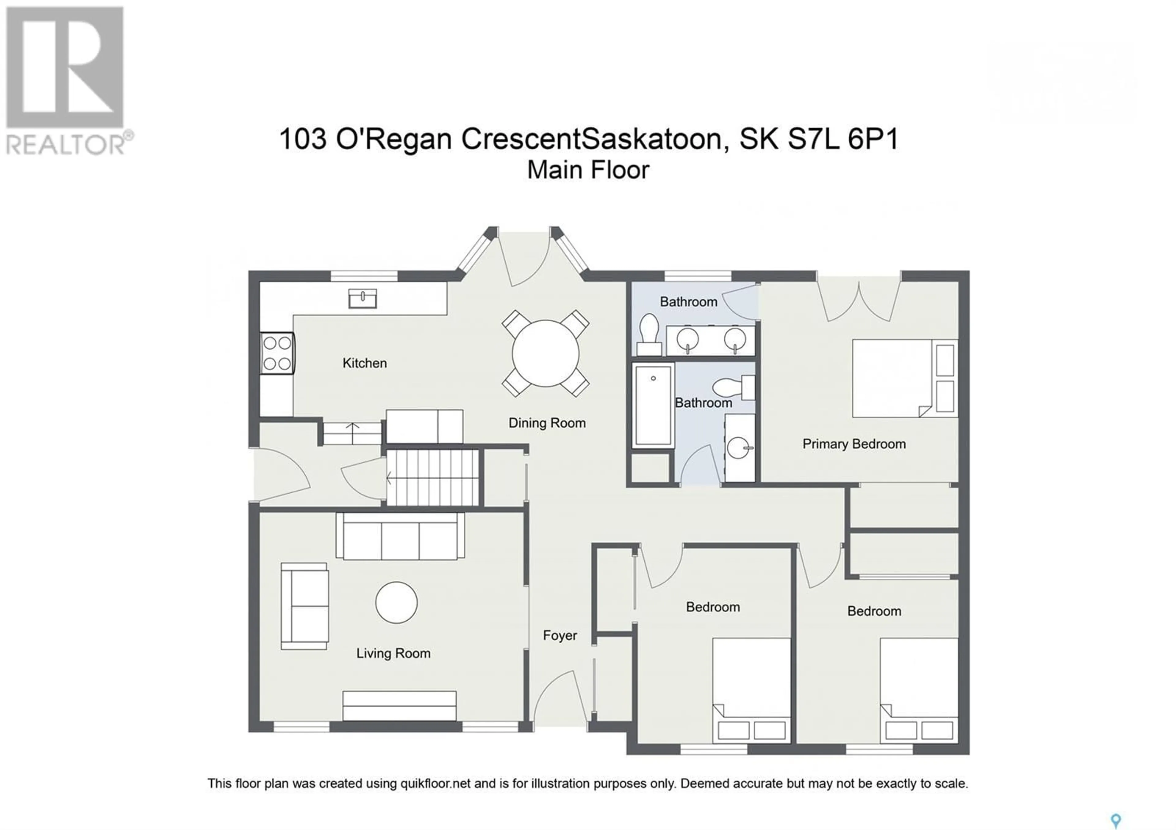 Floor plan for 103 O'REGAN CRESCENT, Saskatoon Saskatchewan S7L6P1