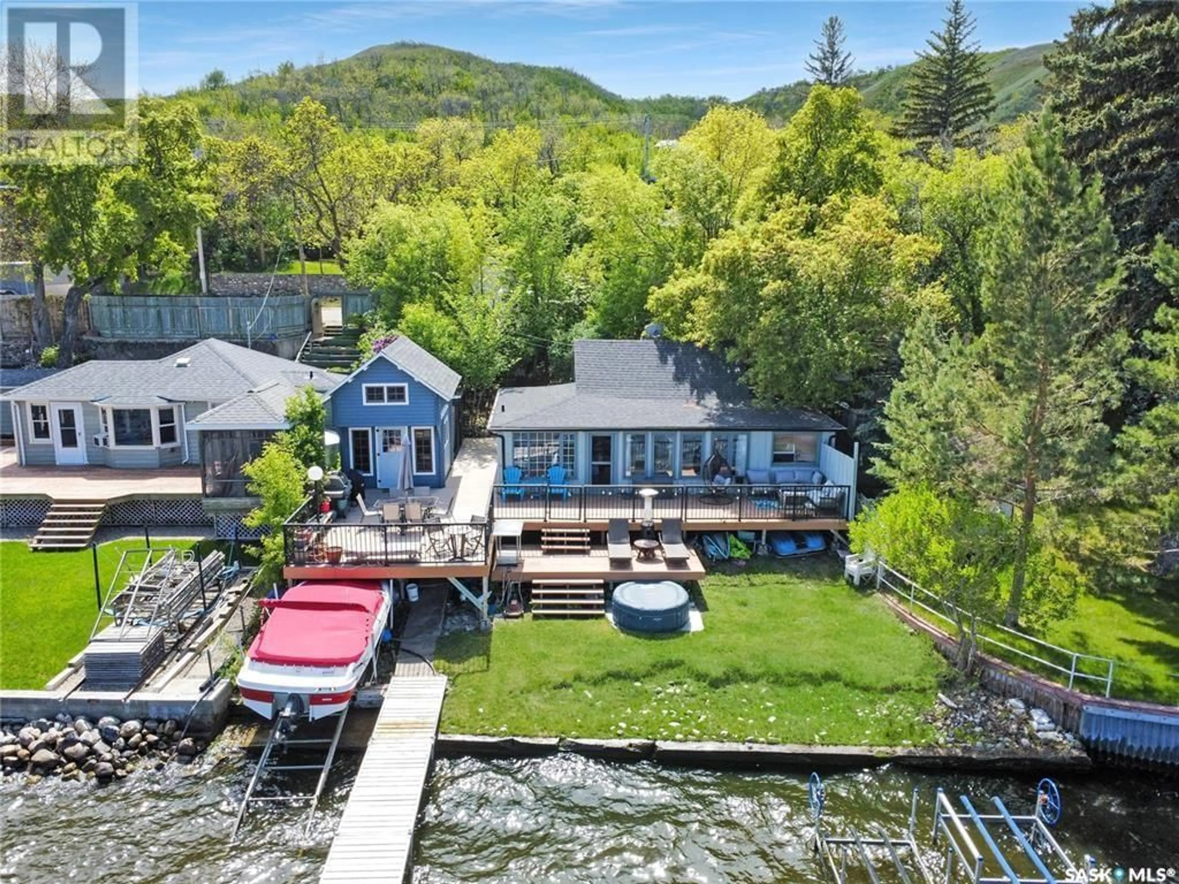 A pic from outside/outdoor area/front of a property/back of a property/a pic from drone, water/lake/river/ocean view for 111 B-SAY-TAH ROAD, B-Say-Tah Saskatchewan S0G1S0