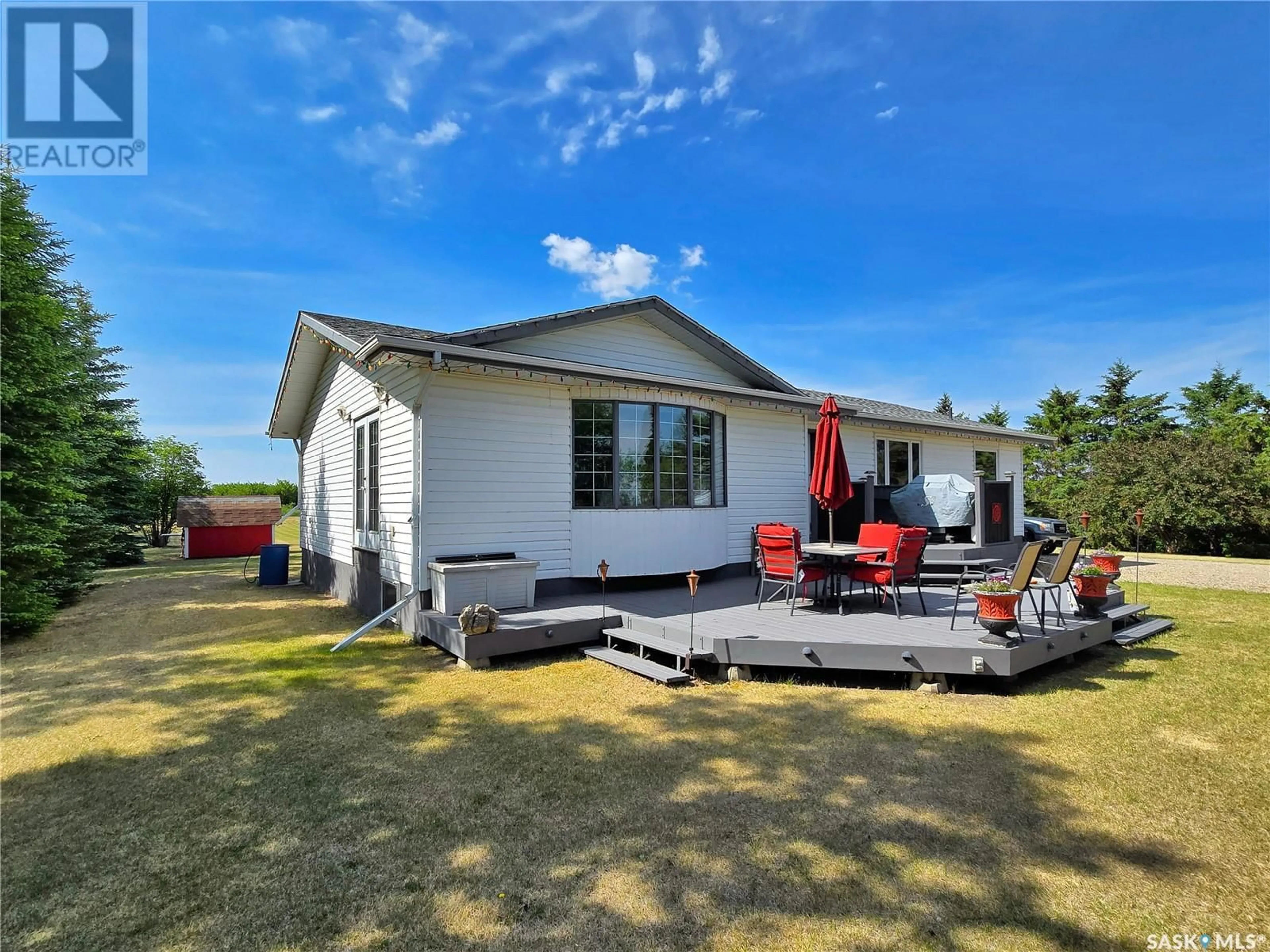 A pic from outside/outdoor area/front of a property/back of a property/a pic from drone, water/lake/river/ocean view for GRUENTHAL NOLIN ACREAGE, Rosthern Rm No. 403 Saskatchewan S0K3A0