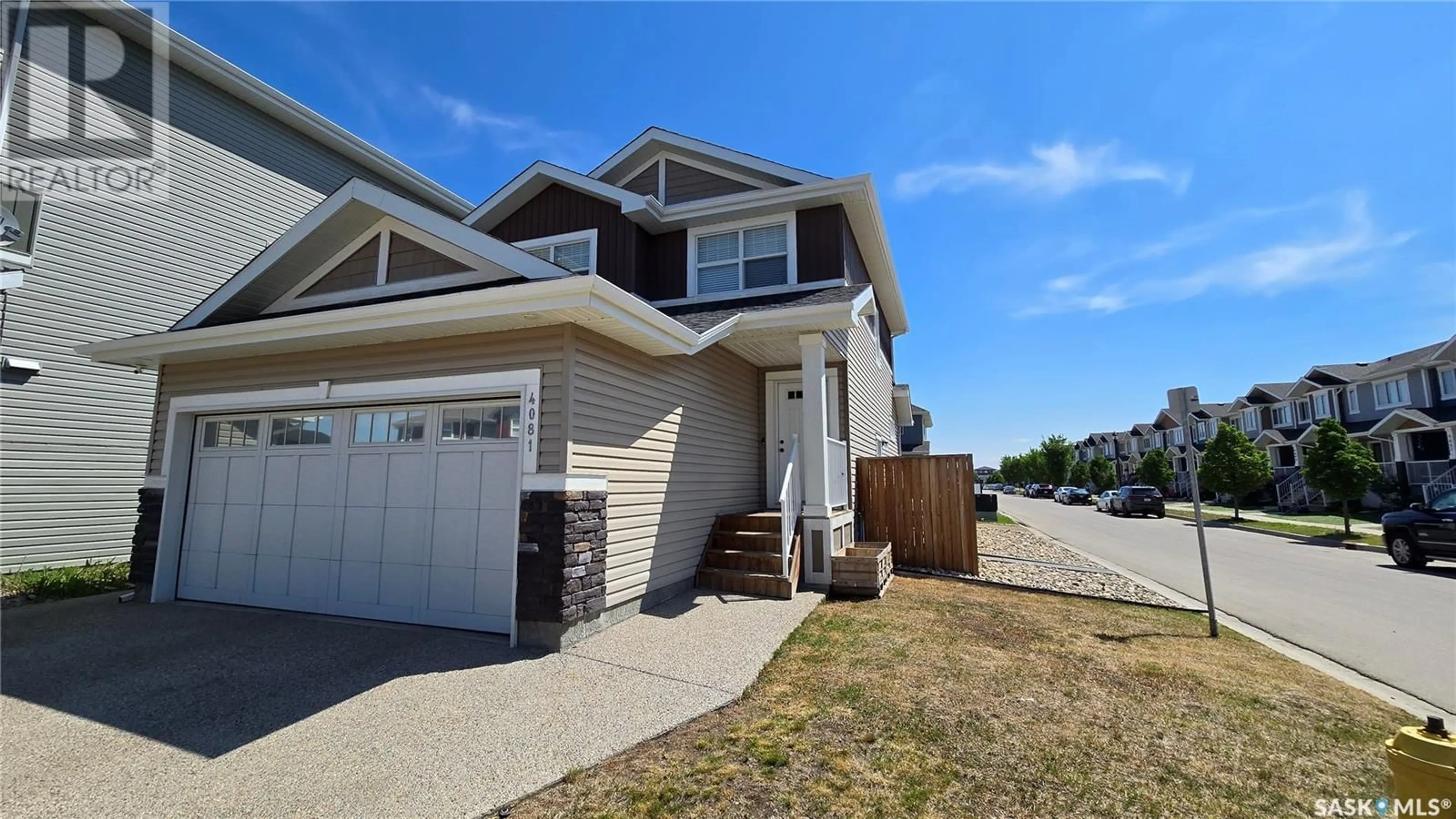 Home with vinyl exterior material, street for 4081 DELHAYE WAY, Regina Saskatchewan S4W0N3