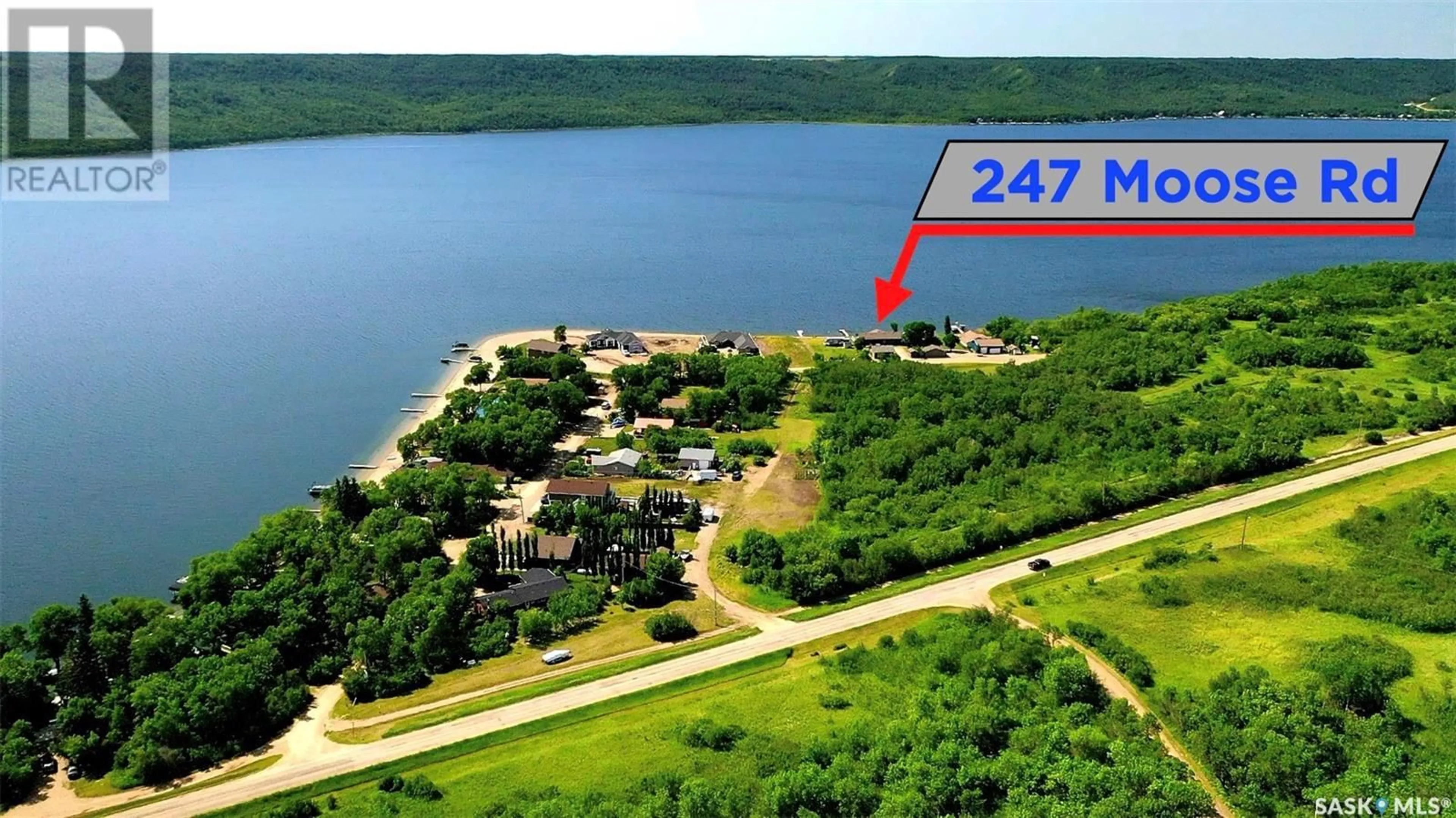 A pic from outside/outdoor area/front of a property/back of a property/a pic from drone, water/lake/river/ocean view for 247 MOOSE ROAD, Crooked Lake Saskatchewan S0G2B0