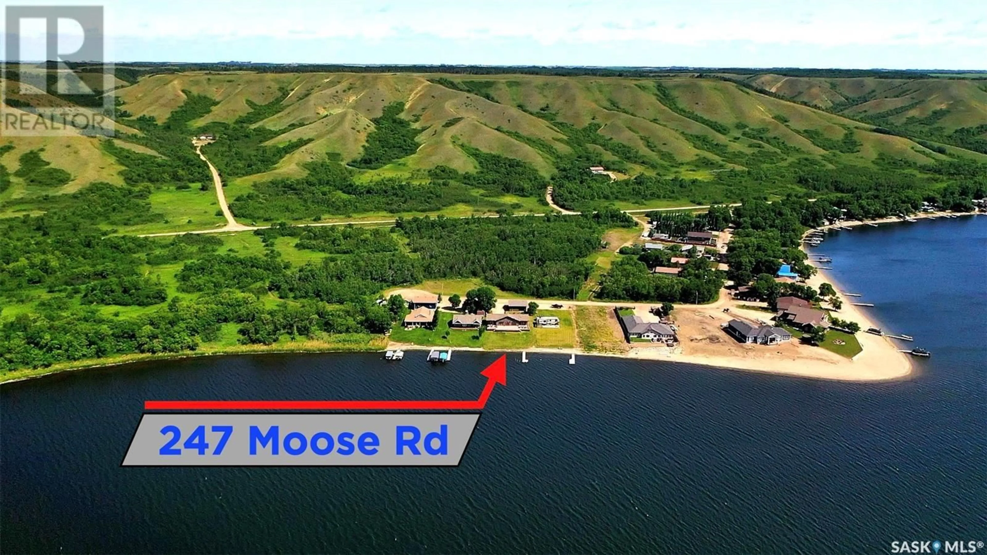 A pic from outside/outdoor area/front of a property/back of a property/a pic from drone, water/lake/river/ocean view for 247 MOOSE ROAD, Crooked Lake Saskatchewan S0G2B0