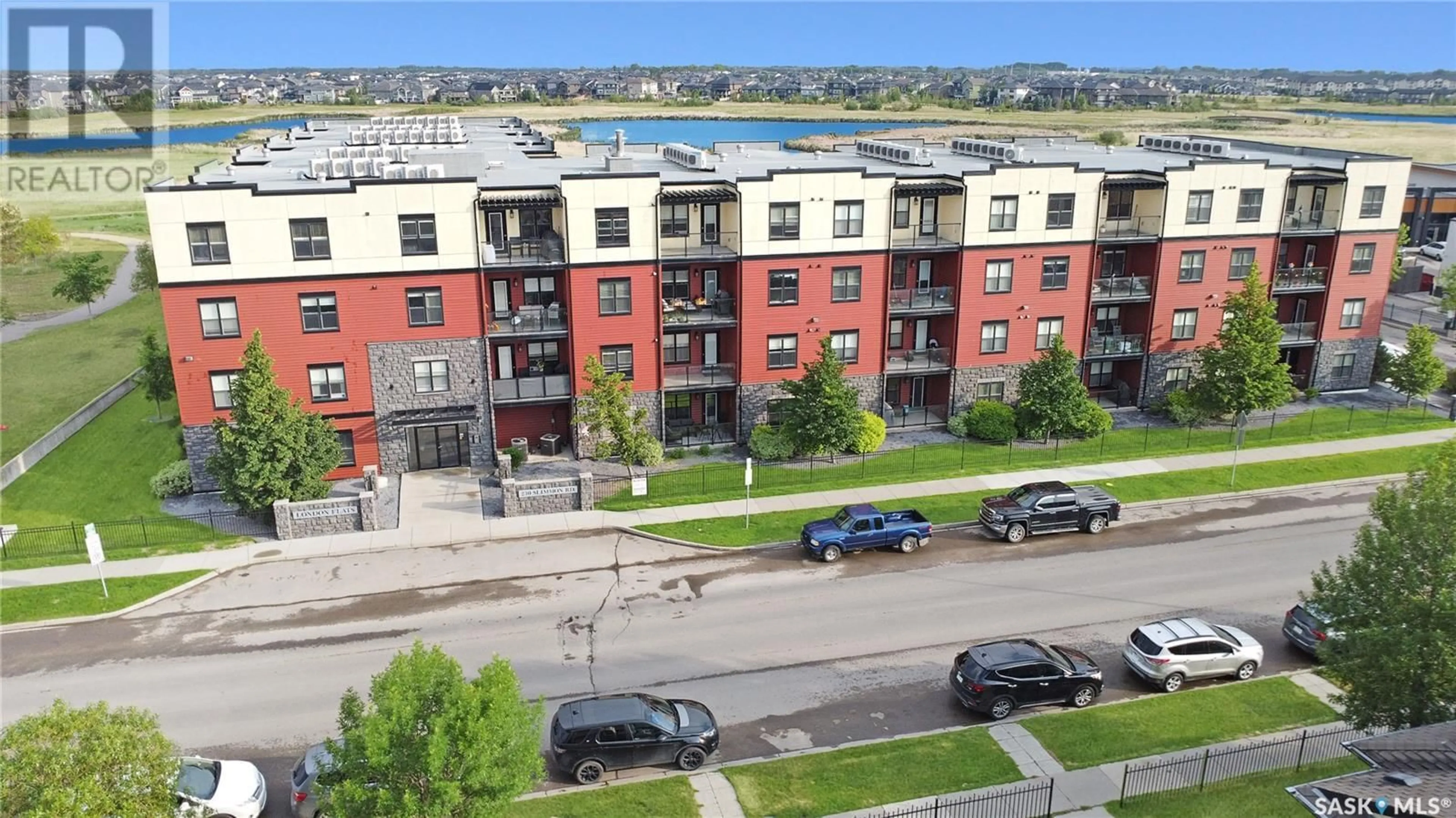 A pic from outside/outdoor area/front of a property/back of a property/a pic from drone, city buildings view from balcony for 230 - 405 SLIMMON ROAD, Saskatoon Saskatchewan S7V0B3