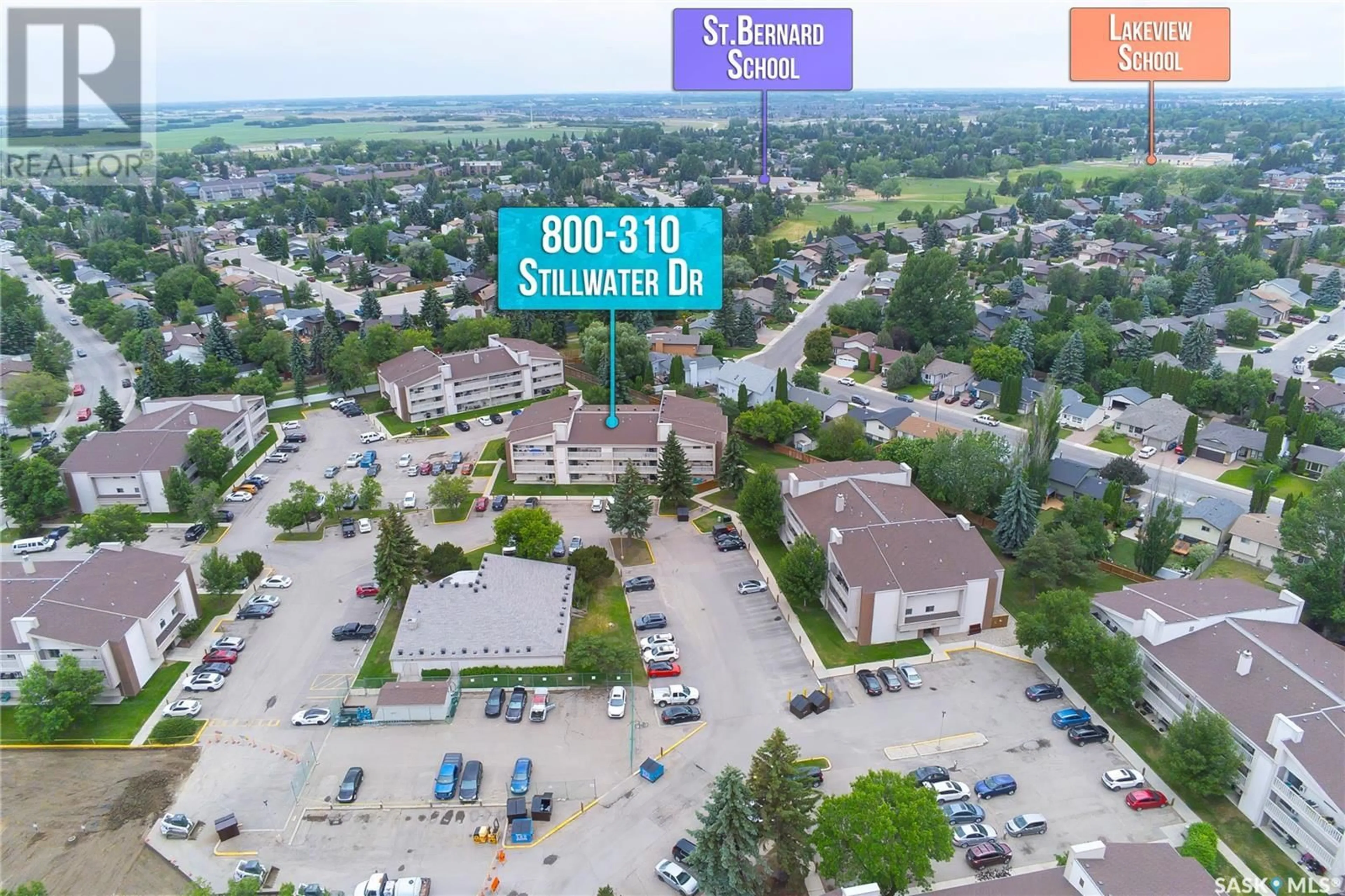 A pic from outside/outdoor area/front of a property/back of a property/a pic from drone, street for 310 - 834 STILLWATER DRIVE, Saskatoon Saskatchewan S7J4H7