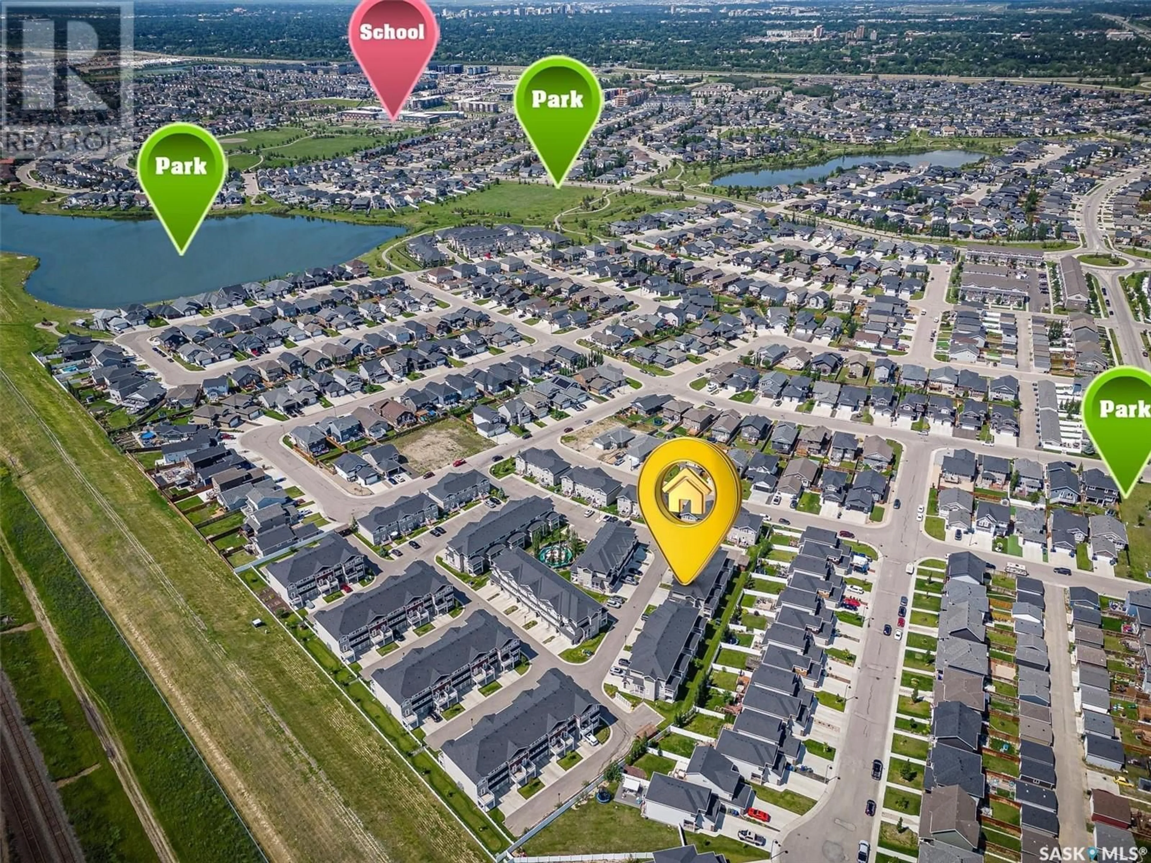 A pic from outside/outdoor area/front of a property/back of a property/a pic from drone, street for 229 1220 PRINGLE WAY, Saskatoon Saskatchewan S7T0X5