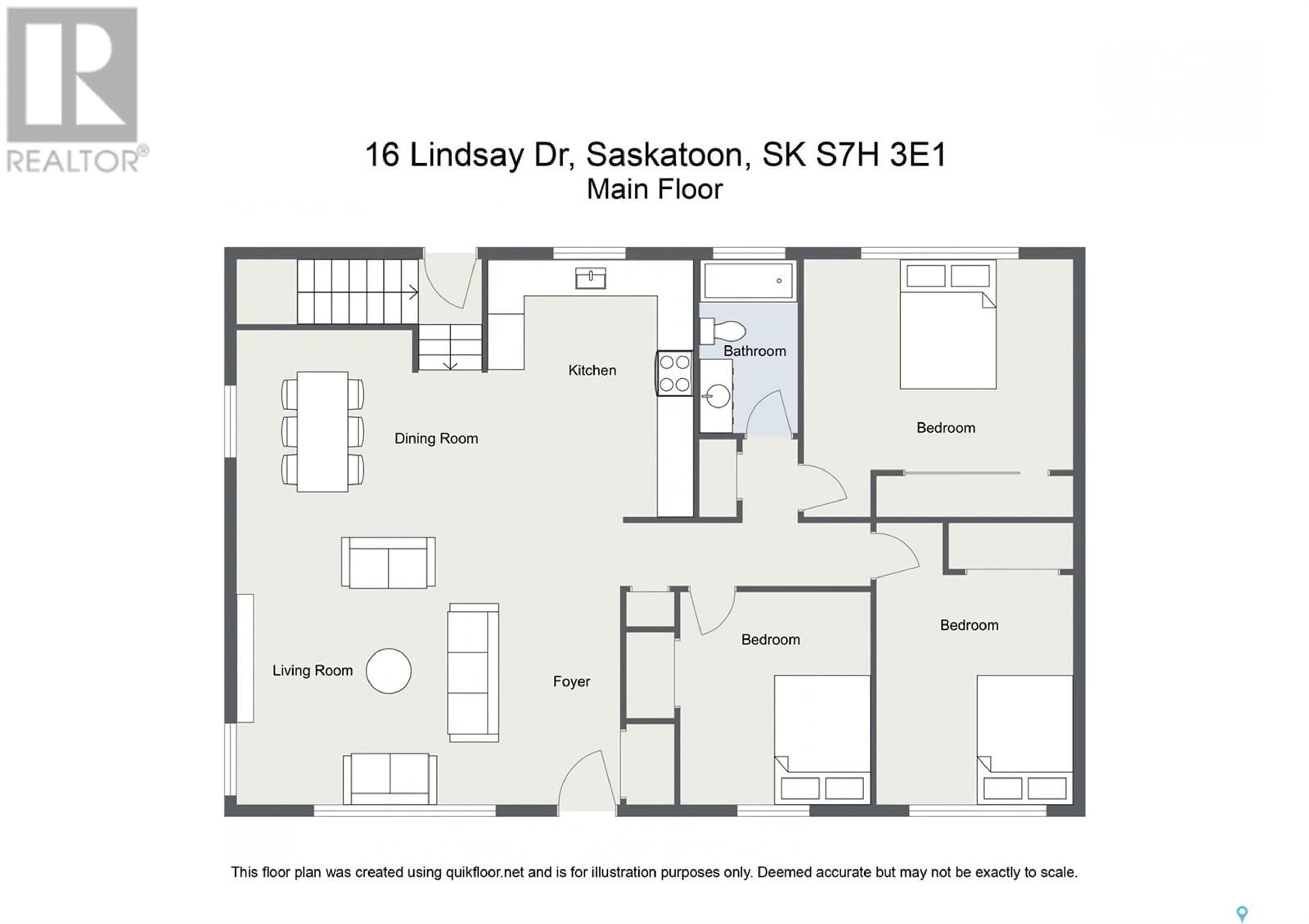 Floor plan for 16 LINDSAY DRIVE, Saskatoon Saskatchewan S7H3E1