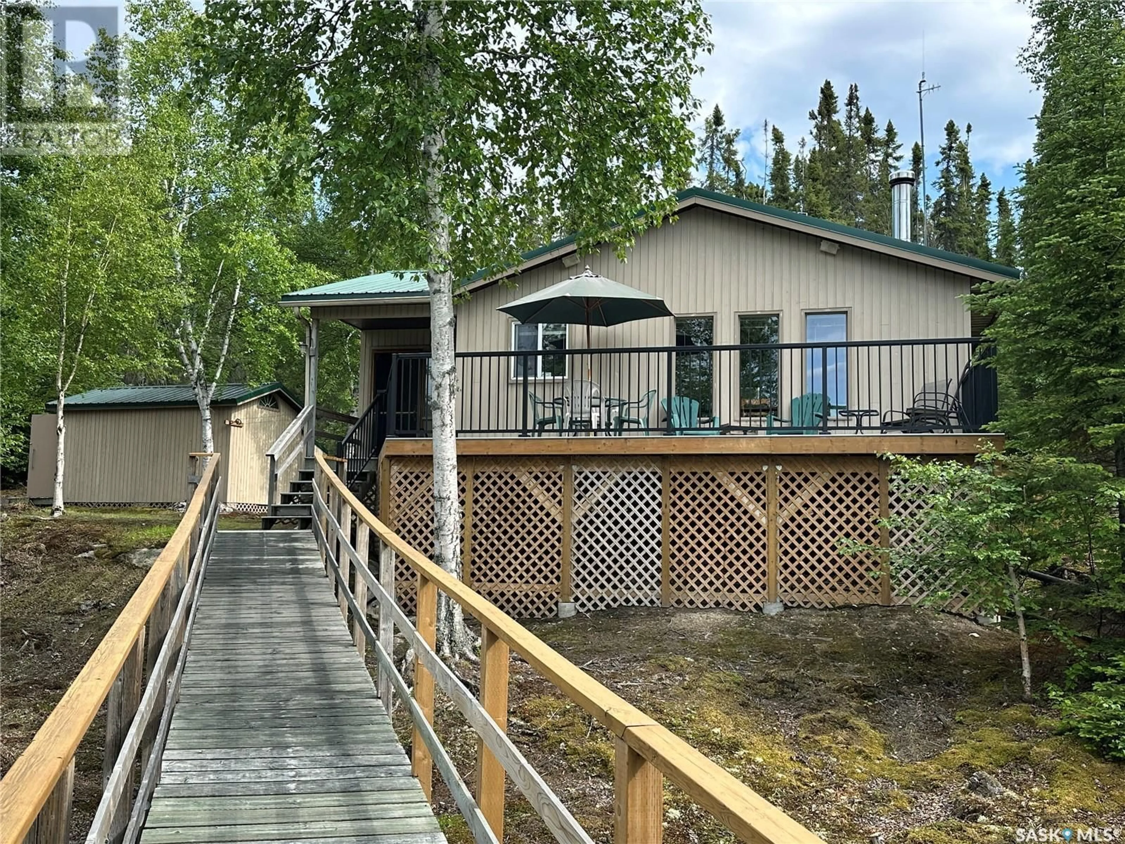 A pic from outside/outdoor area/front of a property/back of a property/a pic from drone, unknown for REMOTE CABIN, Lac La Ronge Provincial Park Saskatchewan S0J1L0