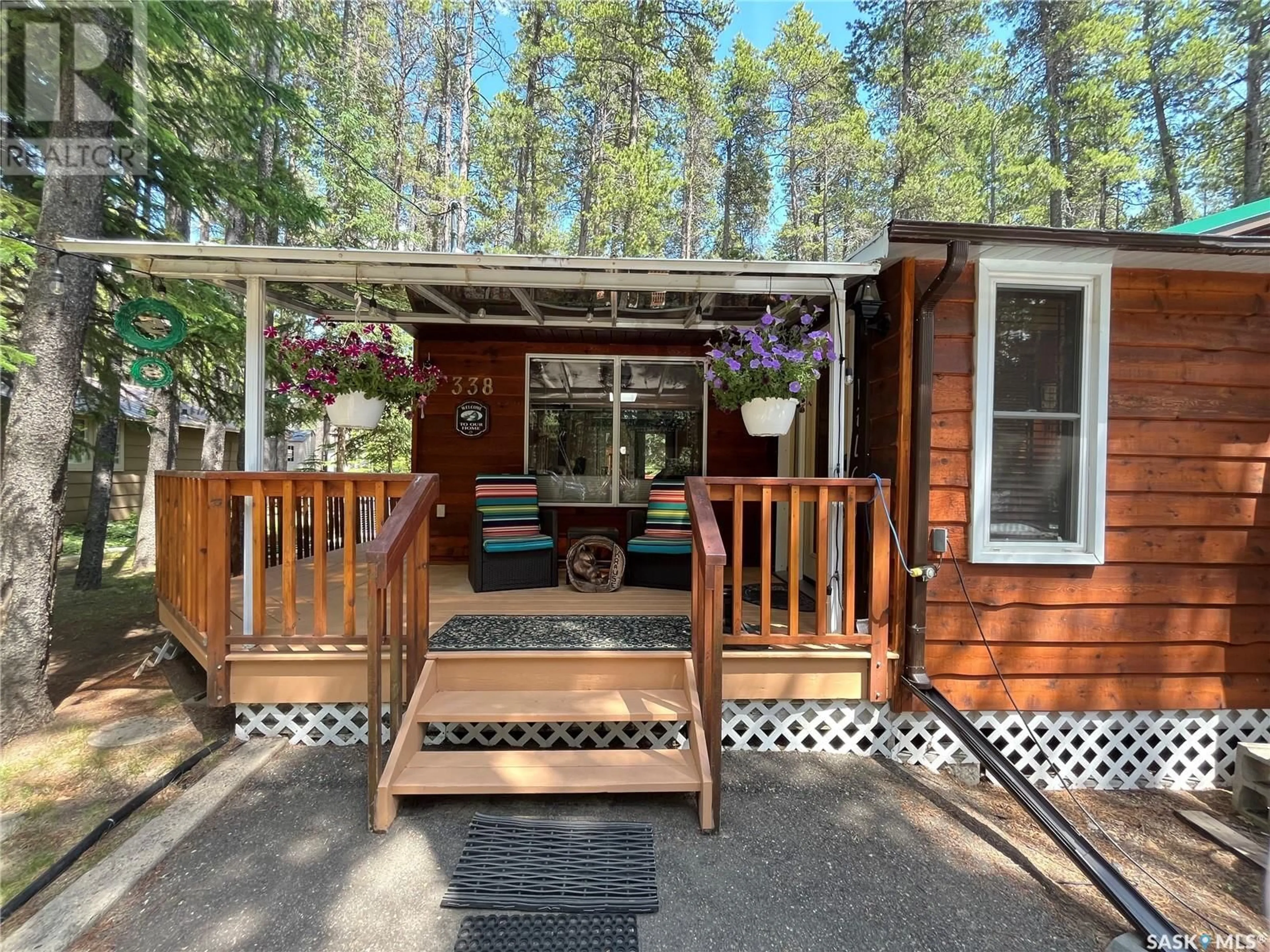 Patio, forest/trees view for 338 BEN HOPE STREET, Cypress Hills Provincial Park Saskatchewan S0N1N0