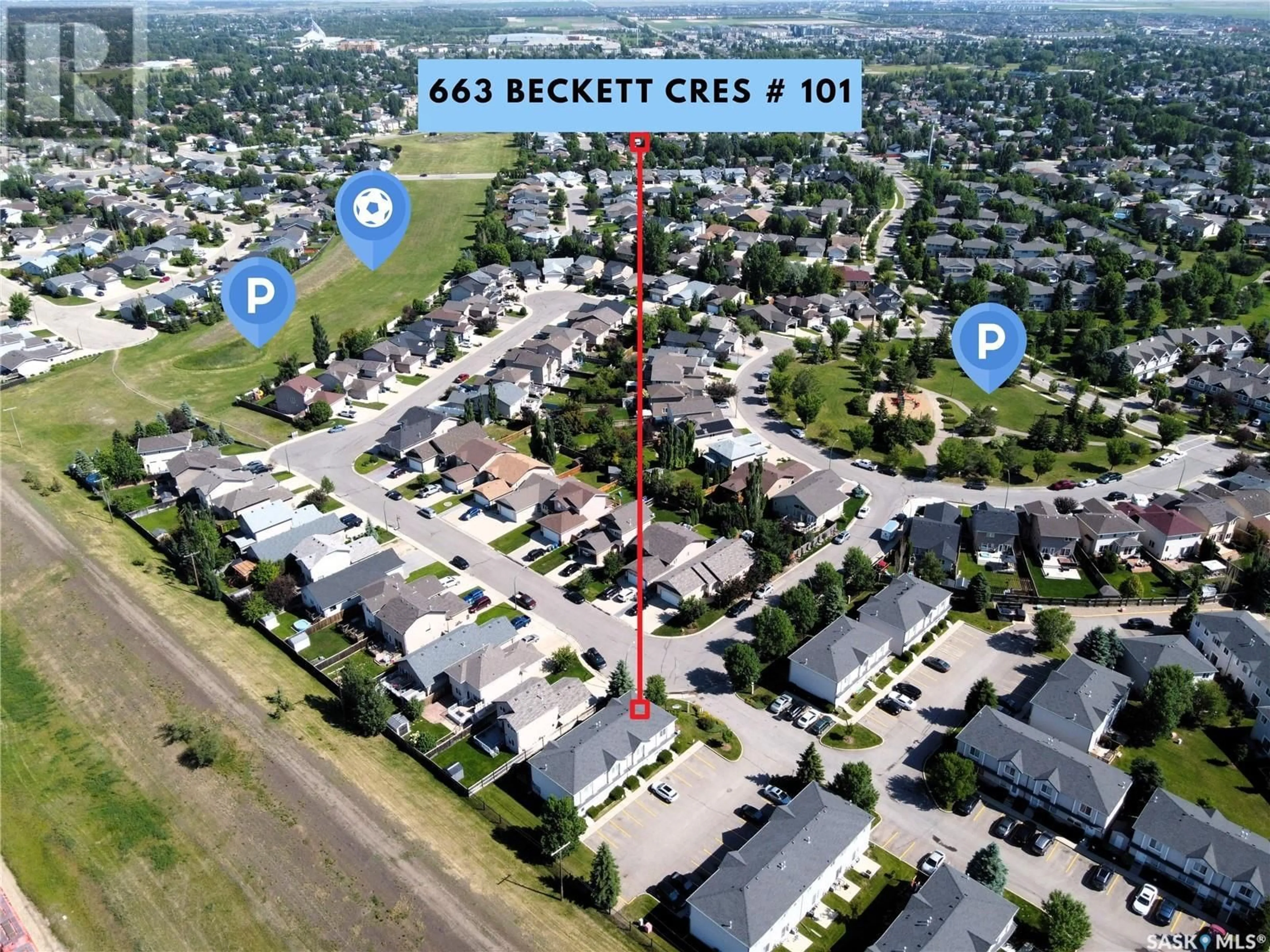 A pic from outside/outdoor area/front of a property/back of a property/a pic from drone, street for 101 663 BECKETT CRESCENT, Saskatoon Saskatchewan S7N4W8