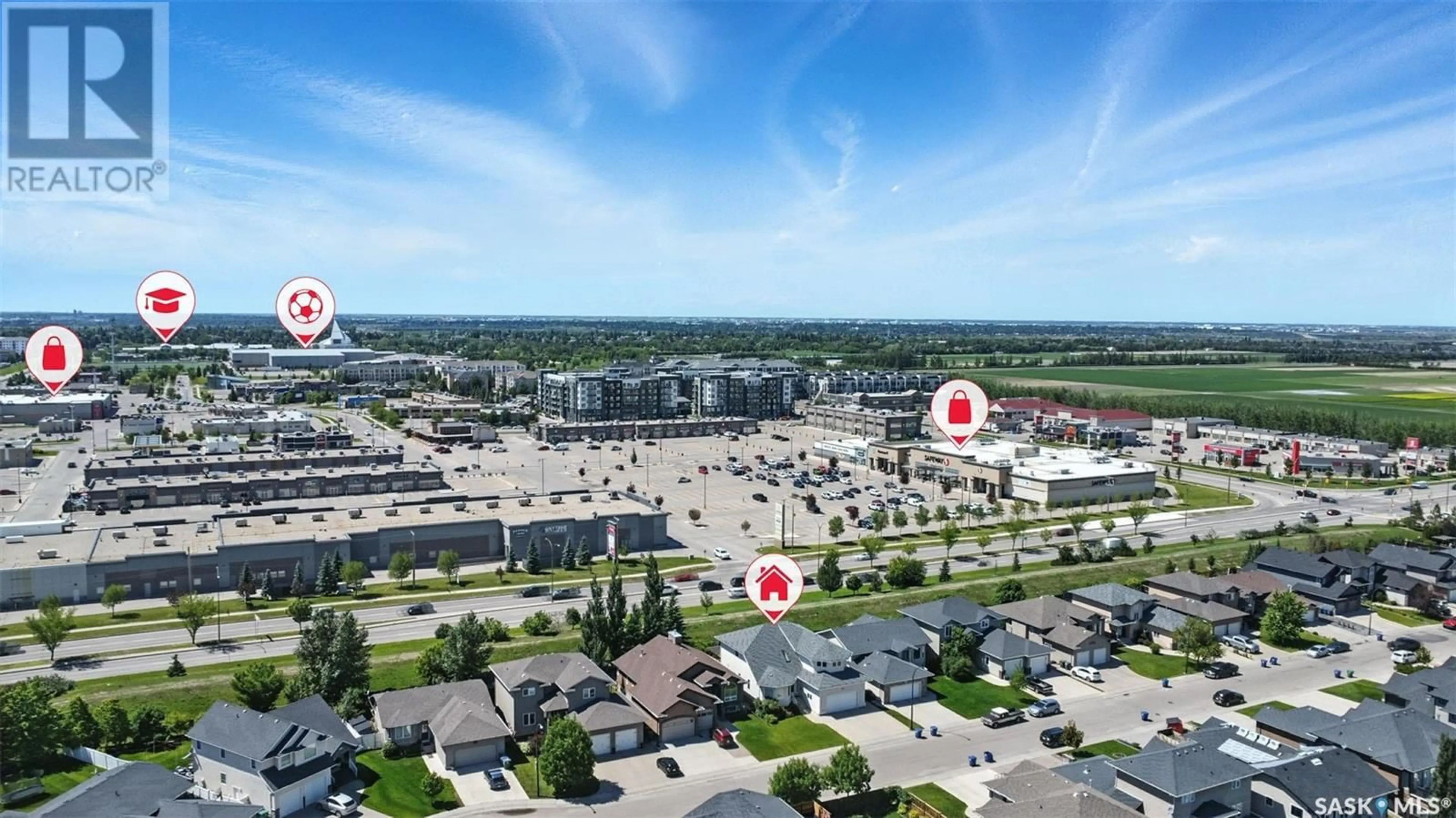 A pic from outside/outdoor area/front of a property/back of a property/a pic from drone, city buildings view from balcony for 319 THODE AVENUE, Saskatoon Saskatchewan S7W1A1