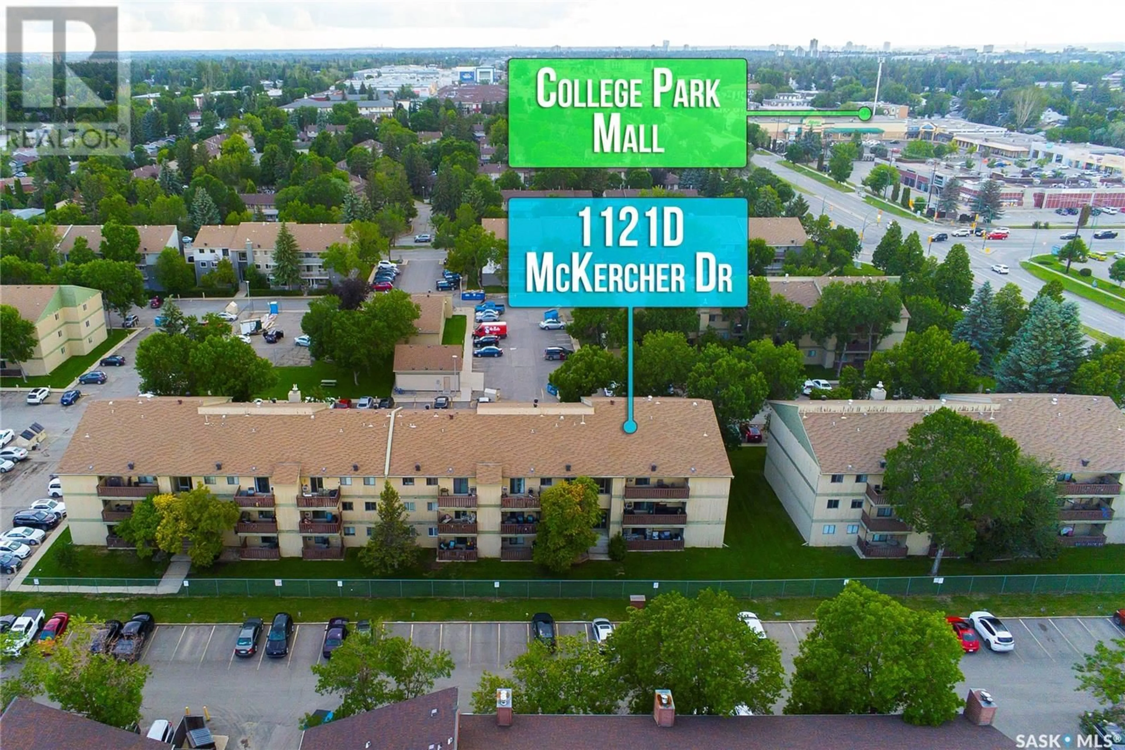 A pic from outside/outdoor area/front of a property/back of a property/a pic from drone, city buildings view from balcony for D1 - 1121 MCKERCHER DRIVE, Saskatoon Saskatchewan S7H5B8