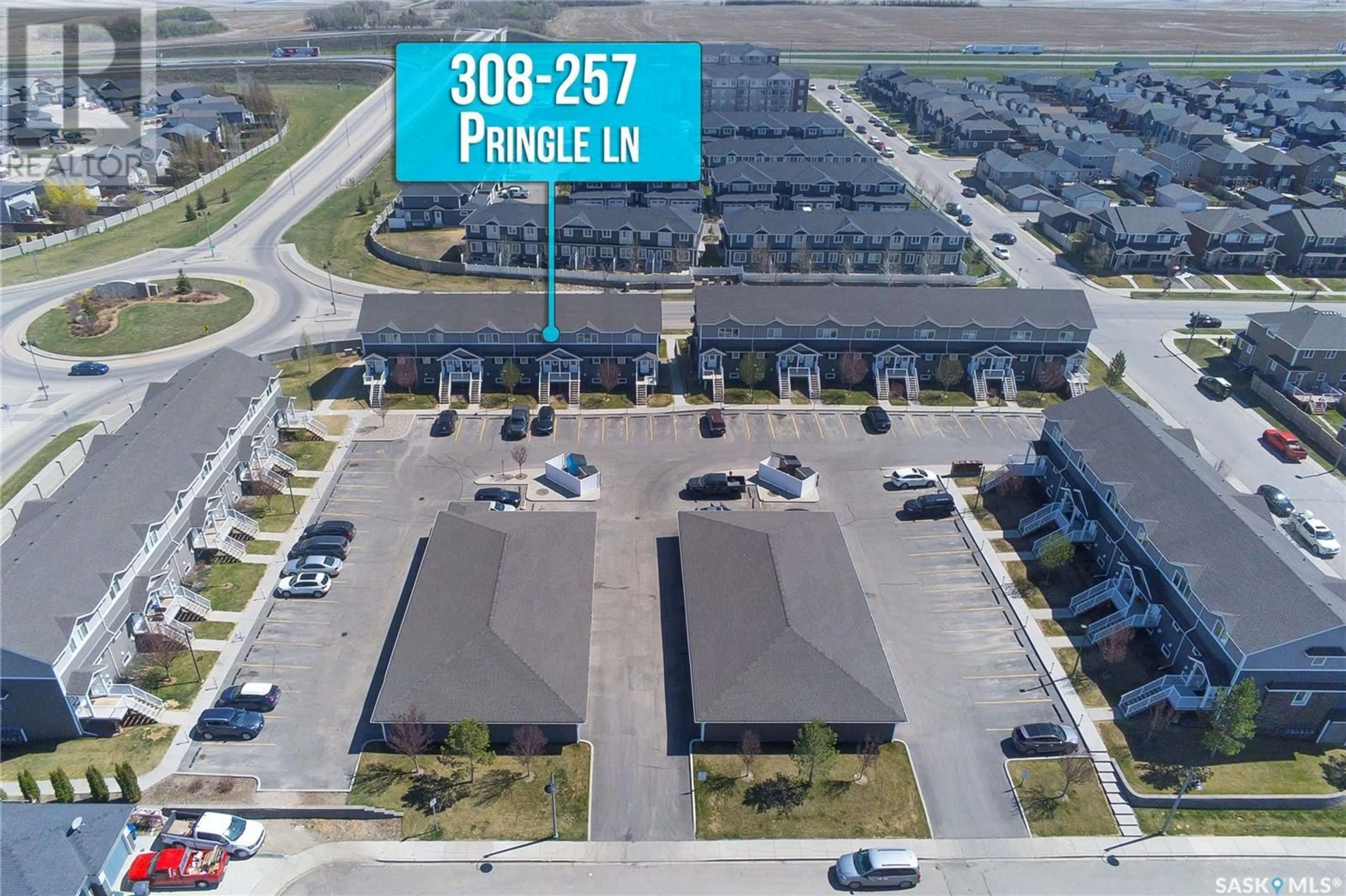 A pic from outside/outdoor area/front of a property/back of a property/a pic from drone, street for 308 - 275 PRINGLE LANE, Saskatoon Saskatchewan S7T0T5