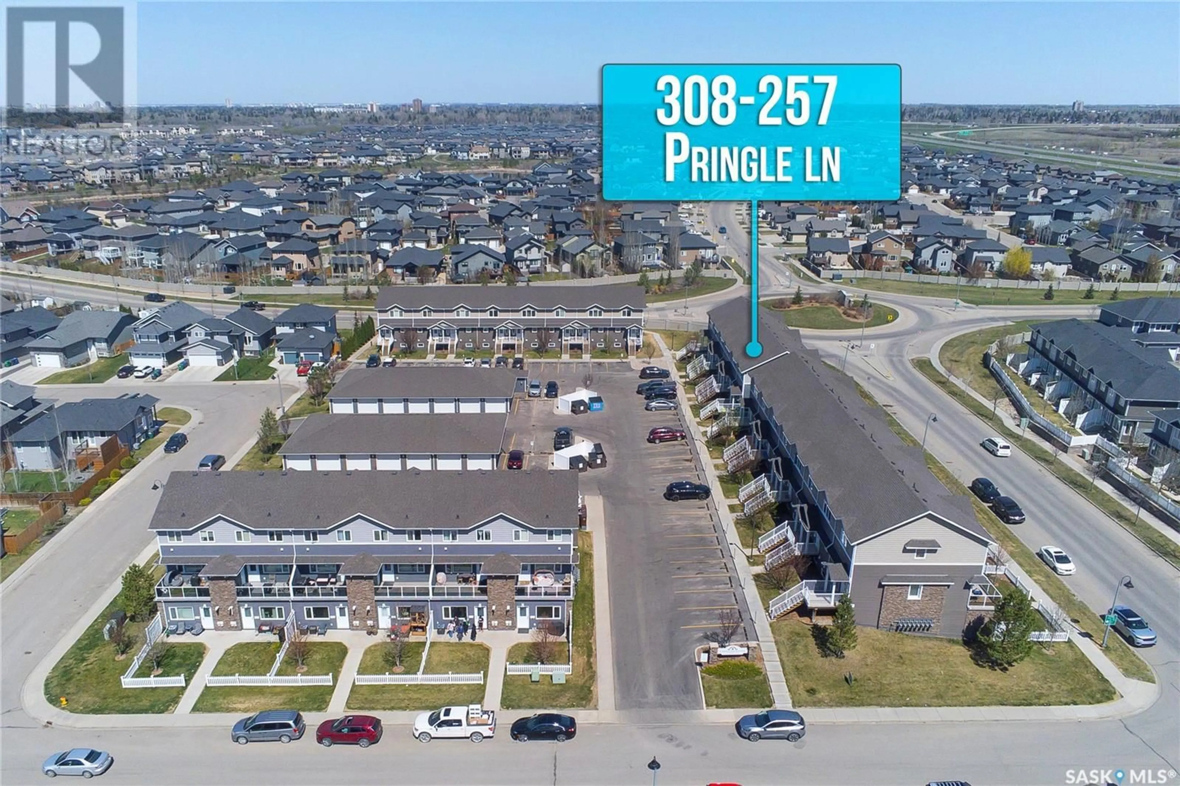 A pic from outside/outdoor area/front of a property/back of a property/a pic from drone, street for 308 - 275 PRINGLE LANE, Saskatoon Saskatchewan S7T0T5