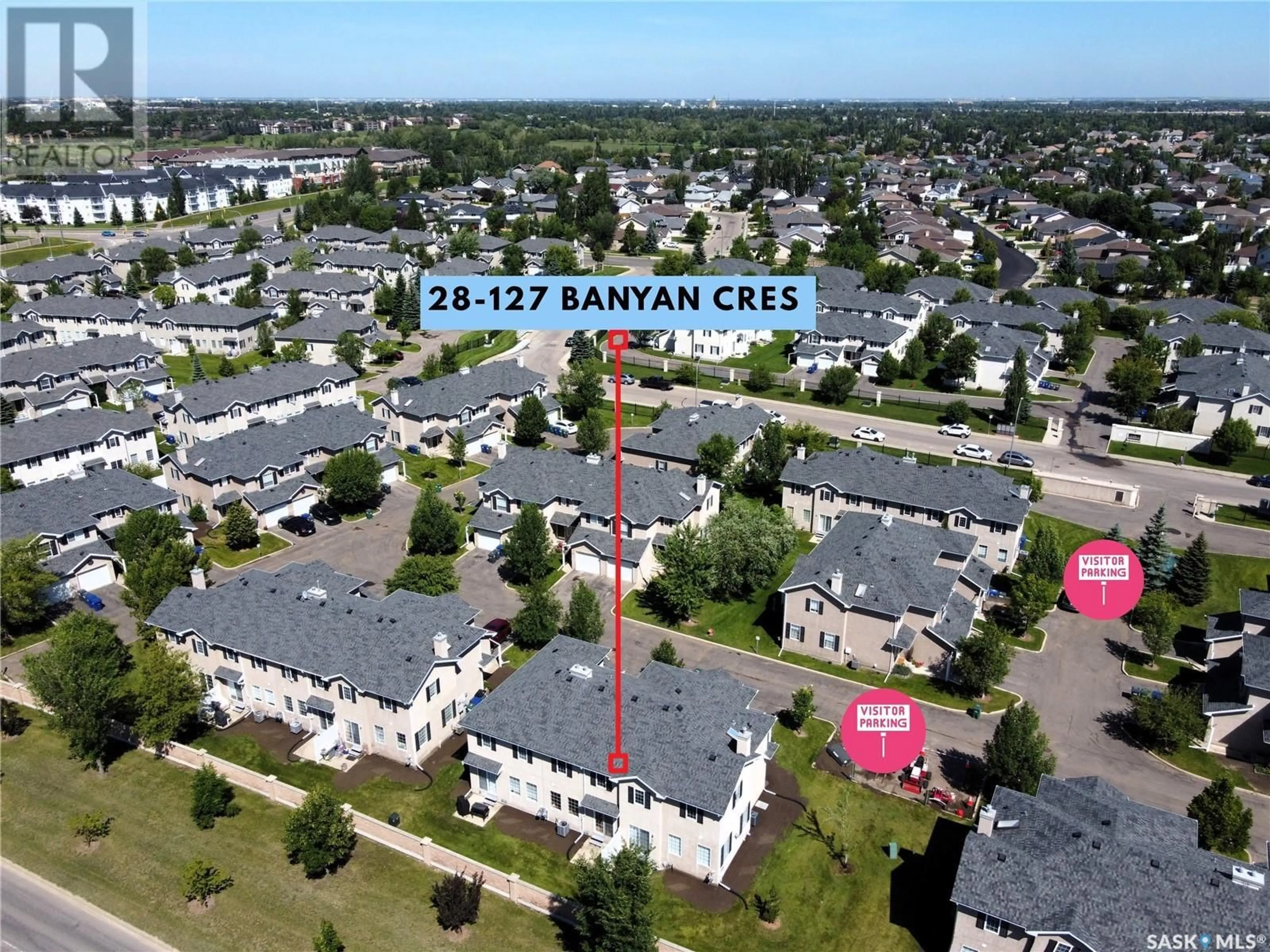 A pic from outside/outdoor area/front of a property/back of a property/a pic from drone, street for 127 - 28 BANYAN CRESCENT, Saskatoon Saskatchewan S7V1G5