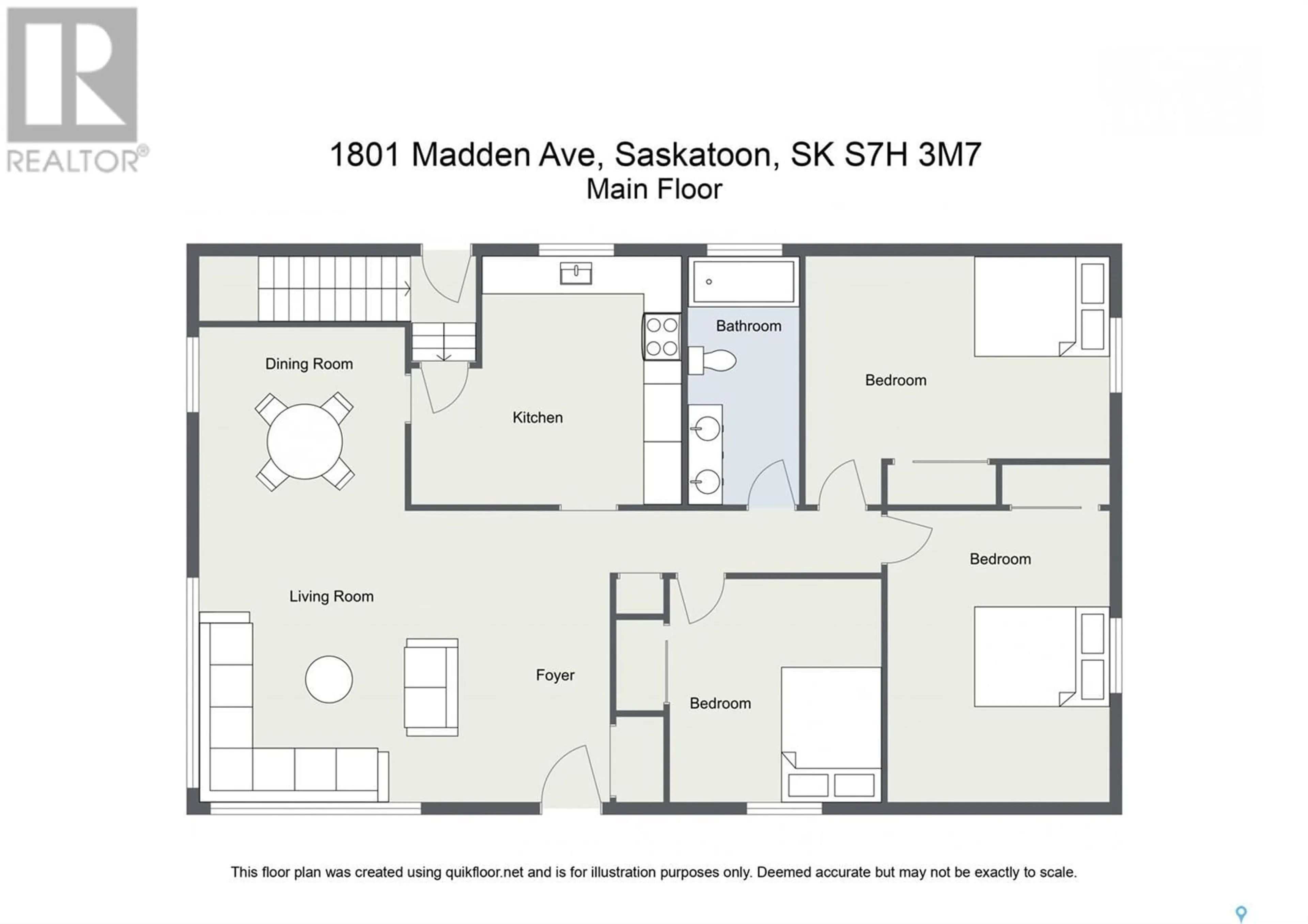 Floor plan for 1801 MADDEN AVENUE, Saskatoon Saskatchewan S7H3M7