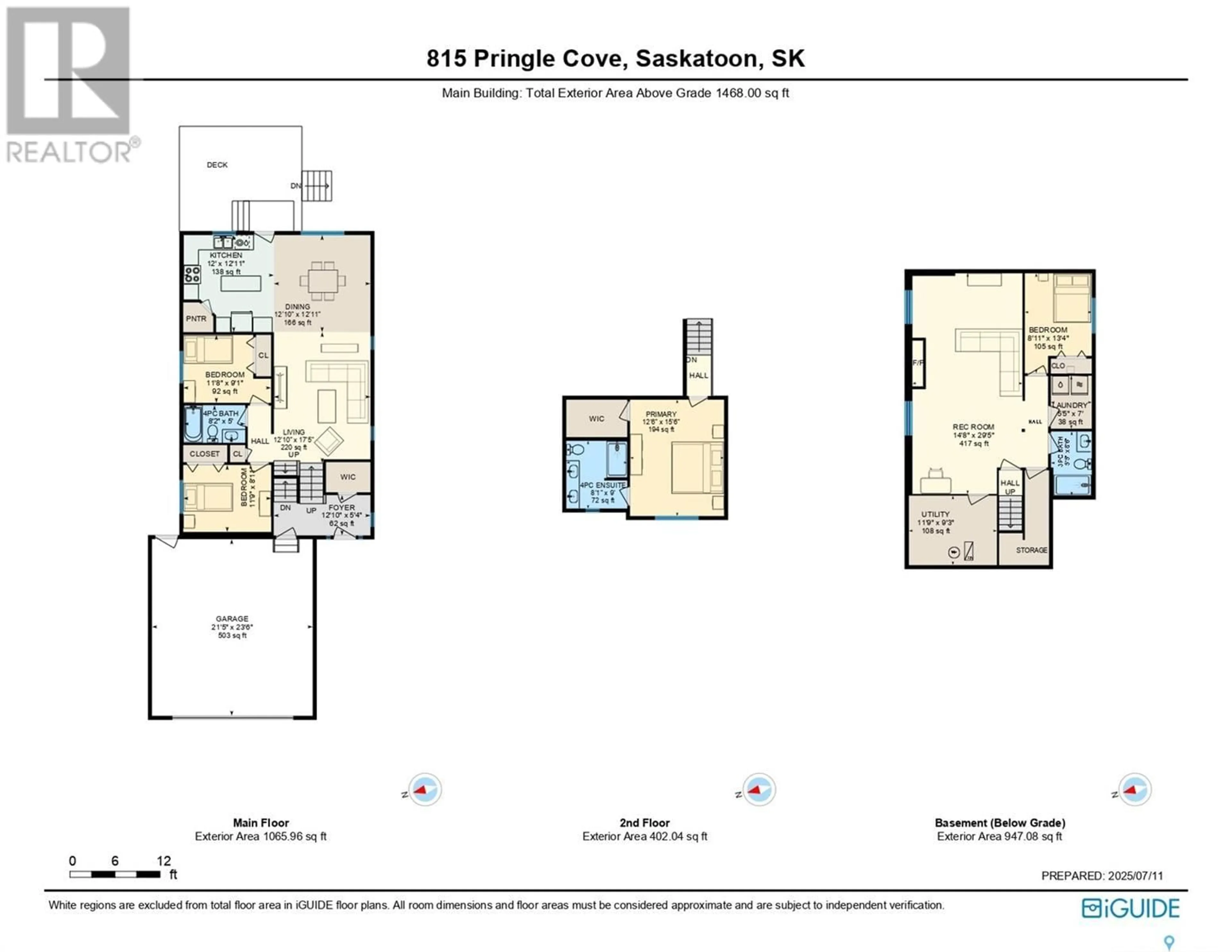 Floor plan for 815 PRINGLE COVE, Saskatoon Saskatchewan S7T0V3